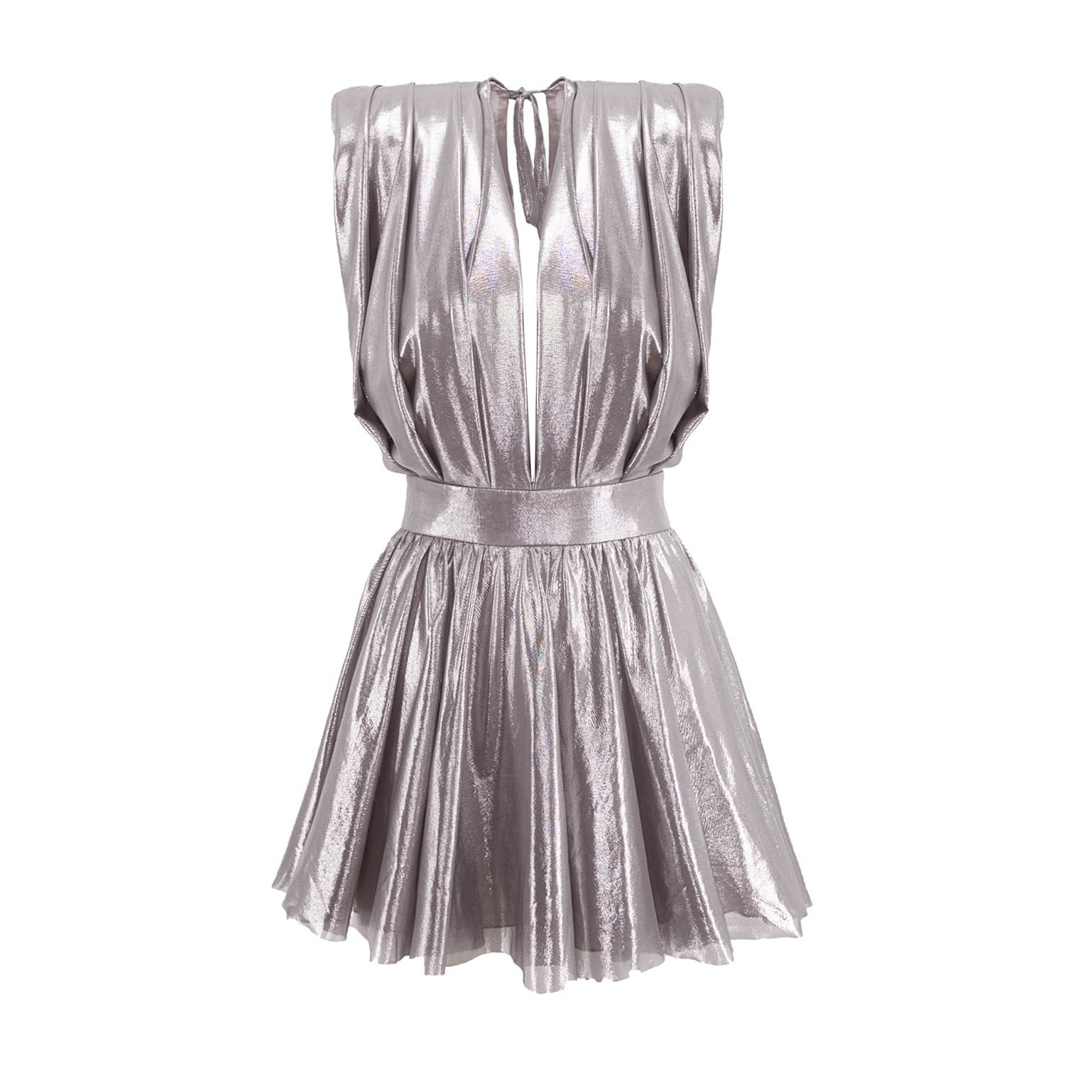 Women’s Silver Metallic Mini Dress Medium Bluzat