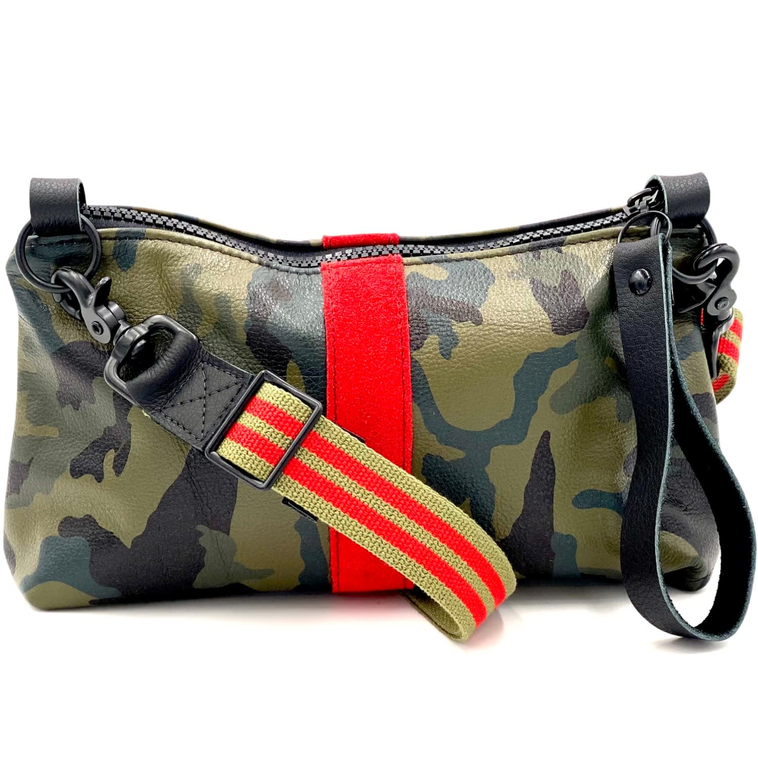 New Nancy Crossbody Bag In Green Camo Lynn Tallerico Wolf & Badger