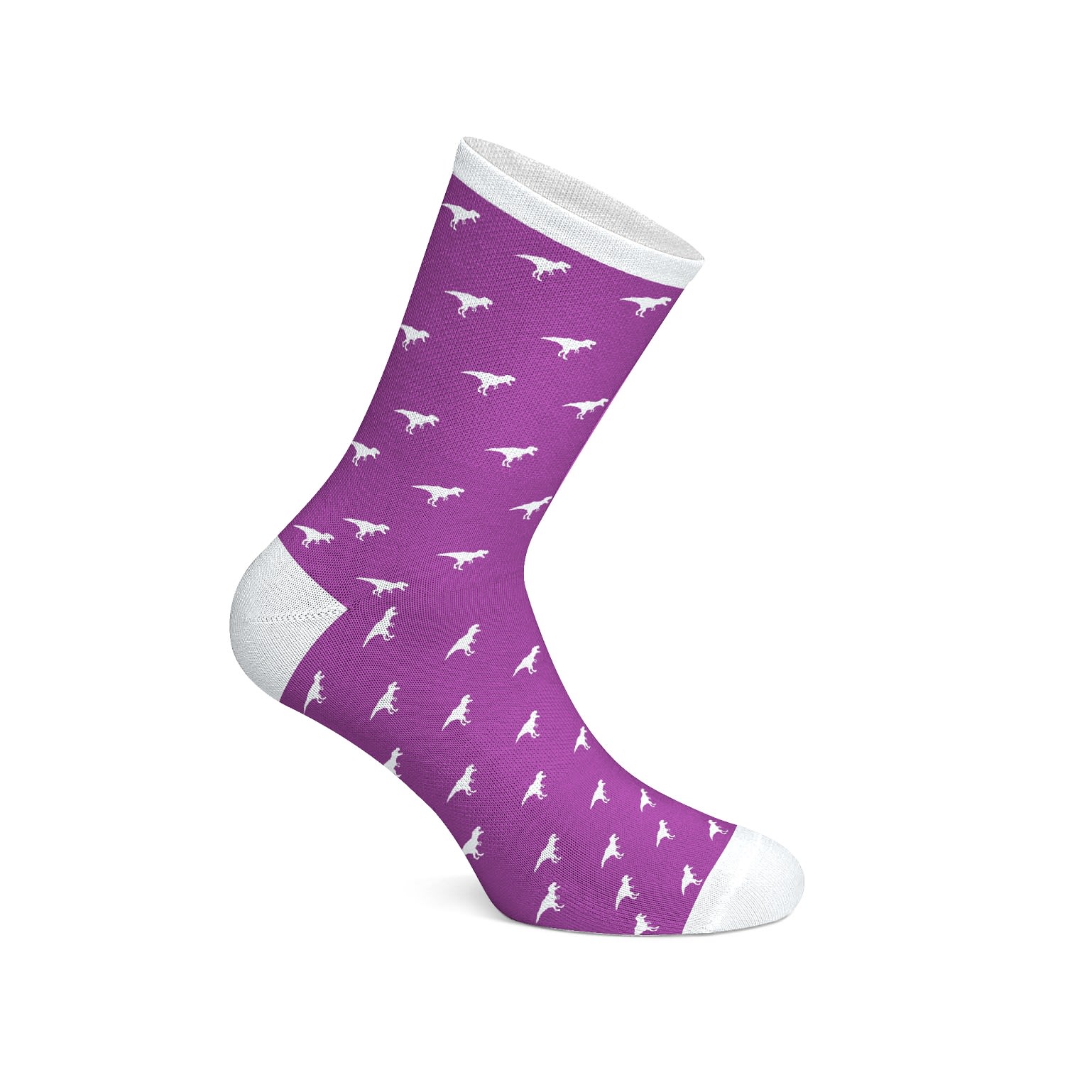 Pink / Purple Purple And White T-Rex Pattern Egyptian Cotton Mens Socks Persona