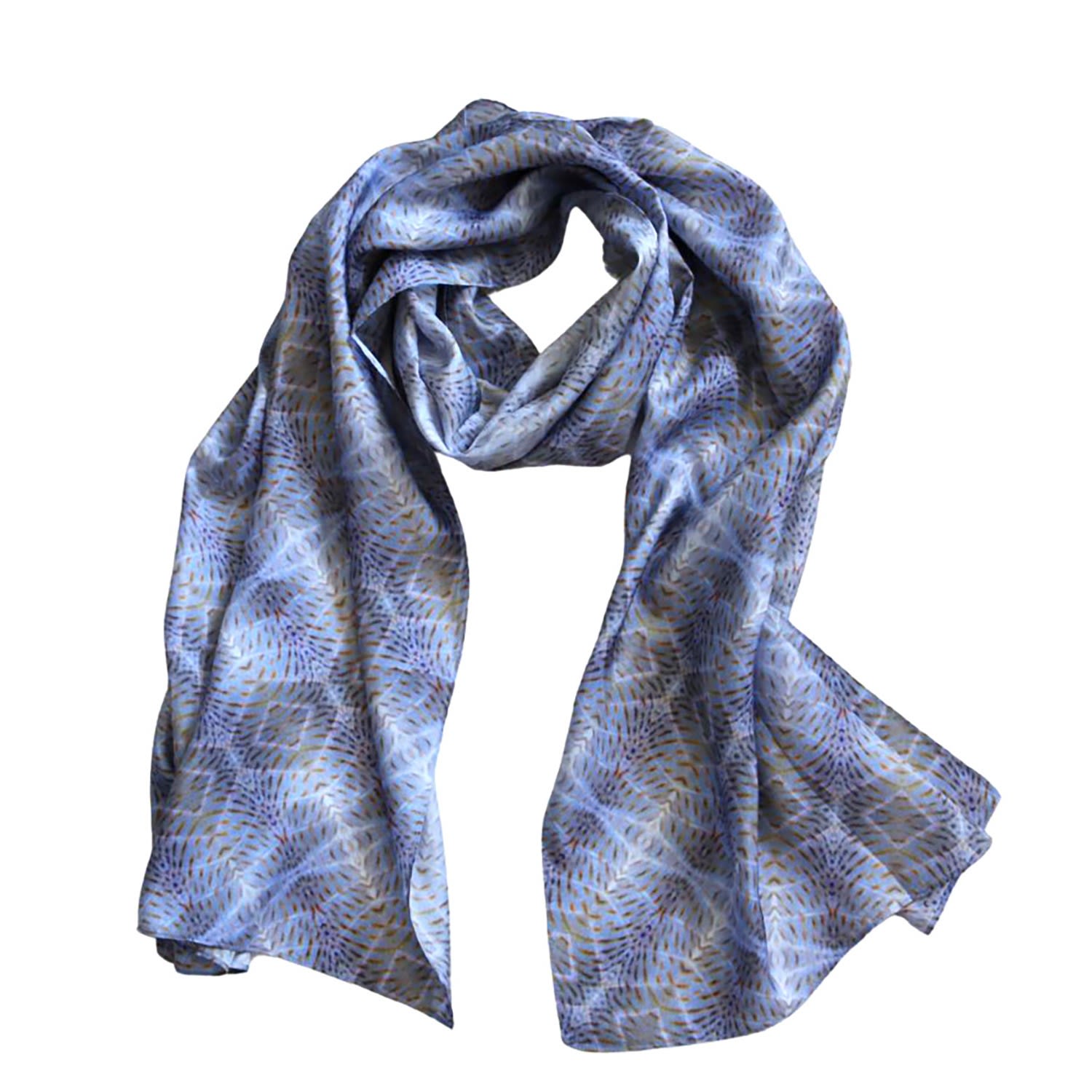 Benni Marine Designs Women's Silk Scarf - Subtle Beauty In Black/blue/brown/red