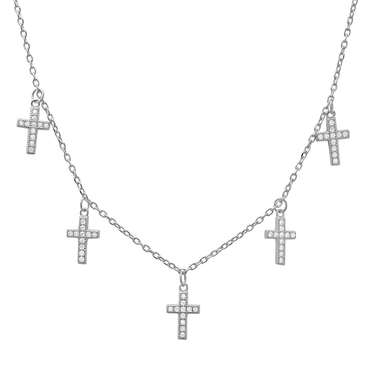 Women’s Sterling Silver Dangling Diamond Cz Cross Charm Necklace Kylie Harper