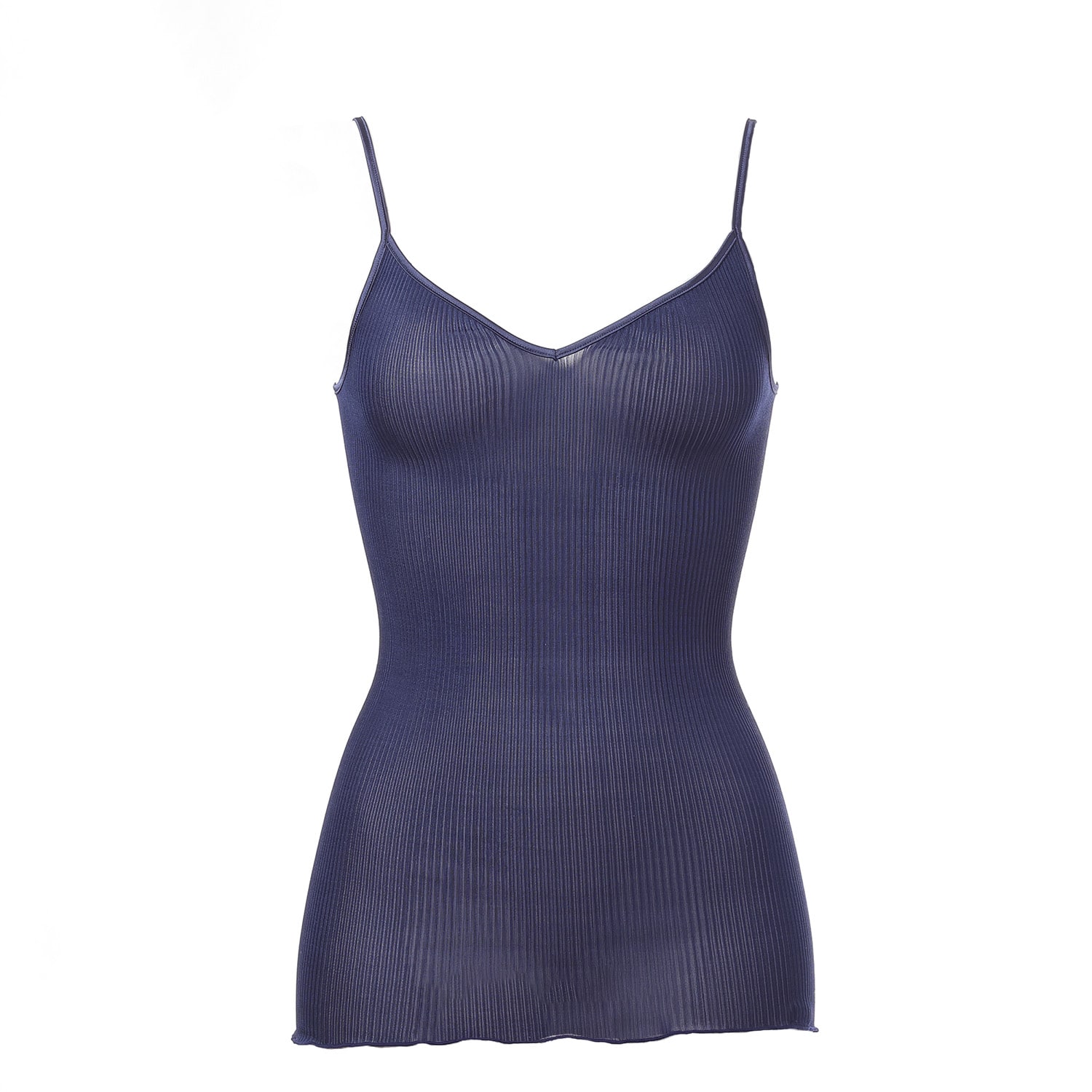 Women’s Silk Accordion Camisole, Mid Night Blue Medium Aromatique