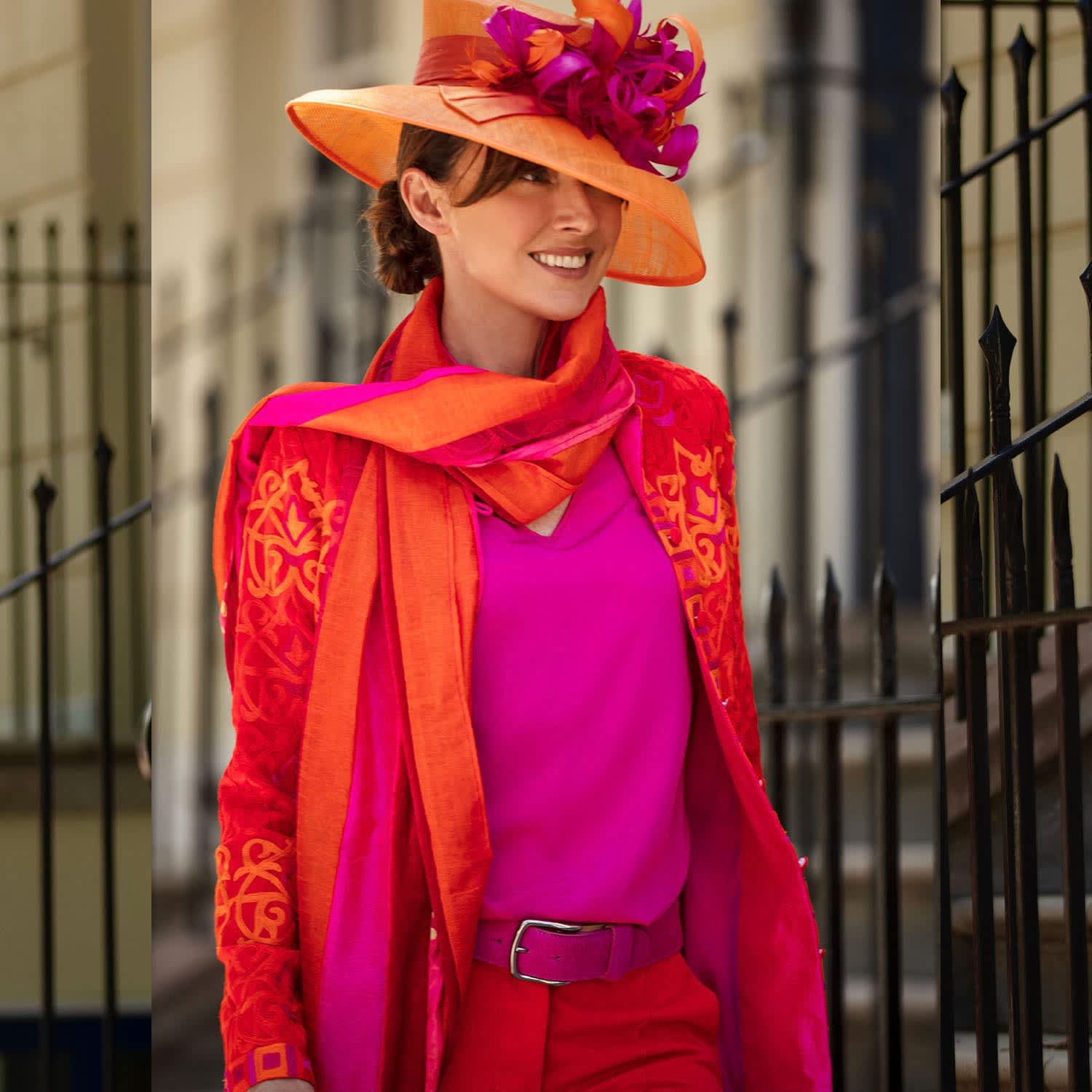 Silk Mix Tassel Scarf - Pink Orange | Beatrice von Tresckow | Wolf