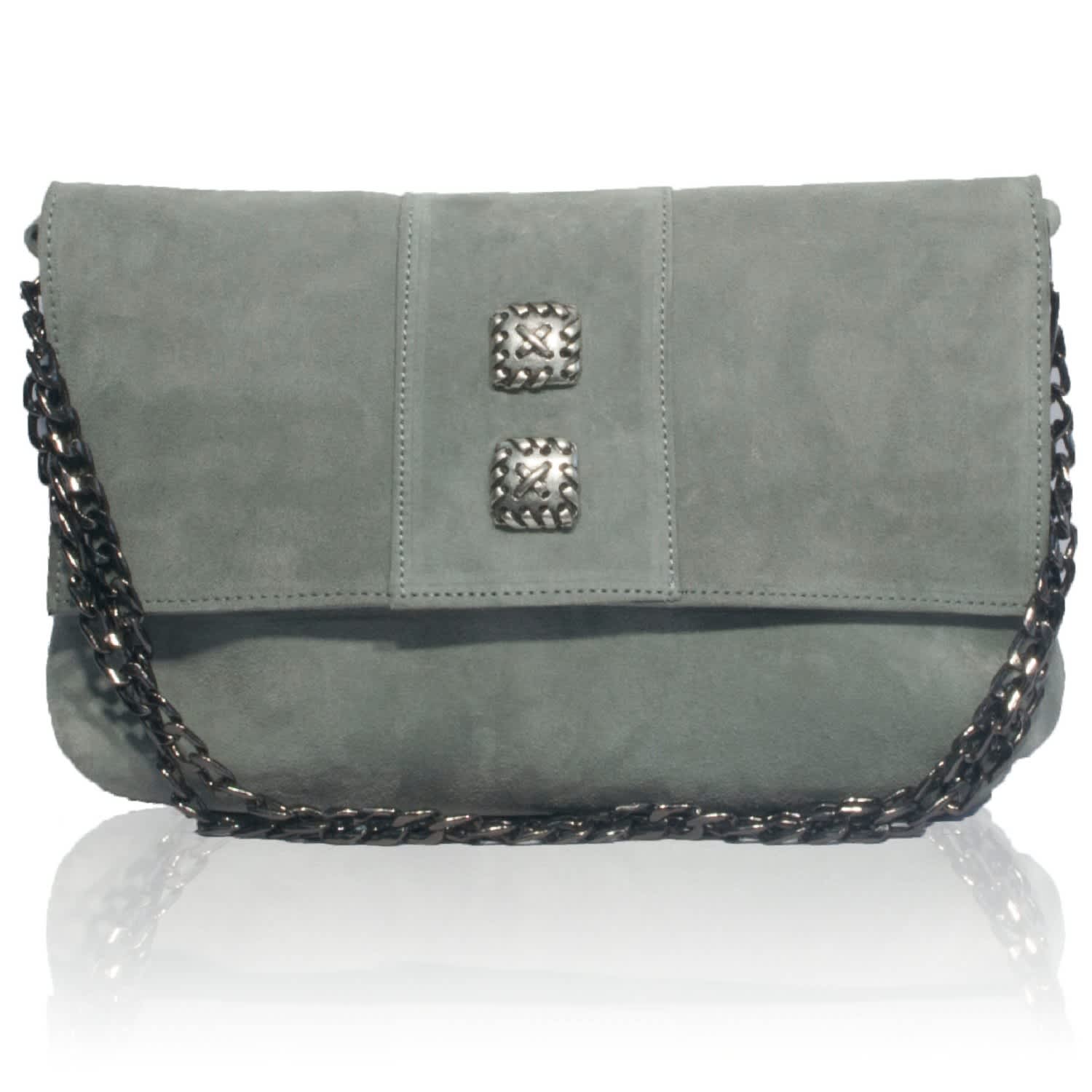 grey suede handbag