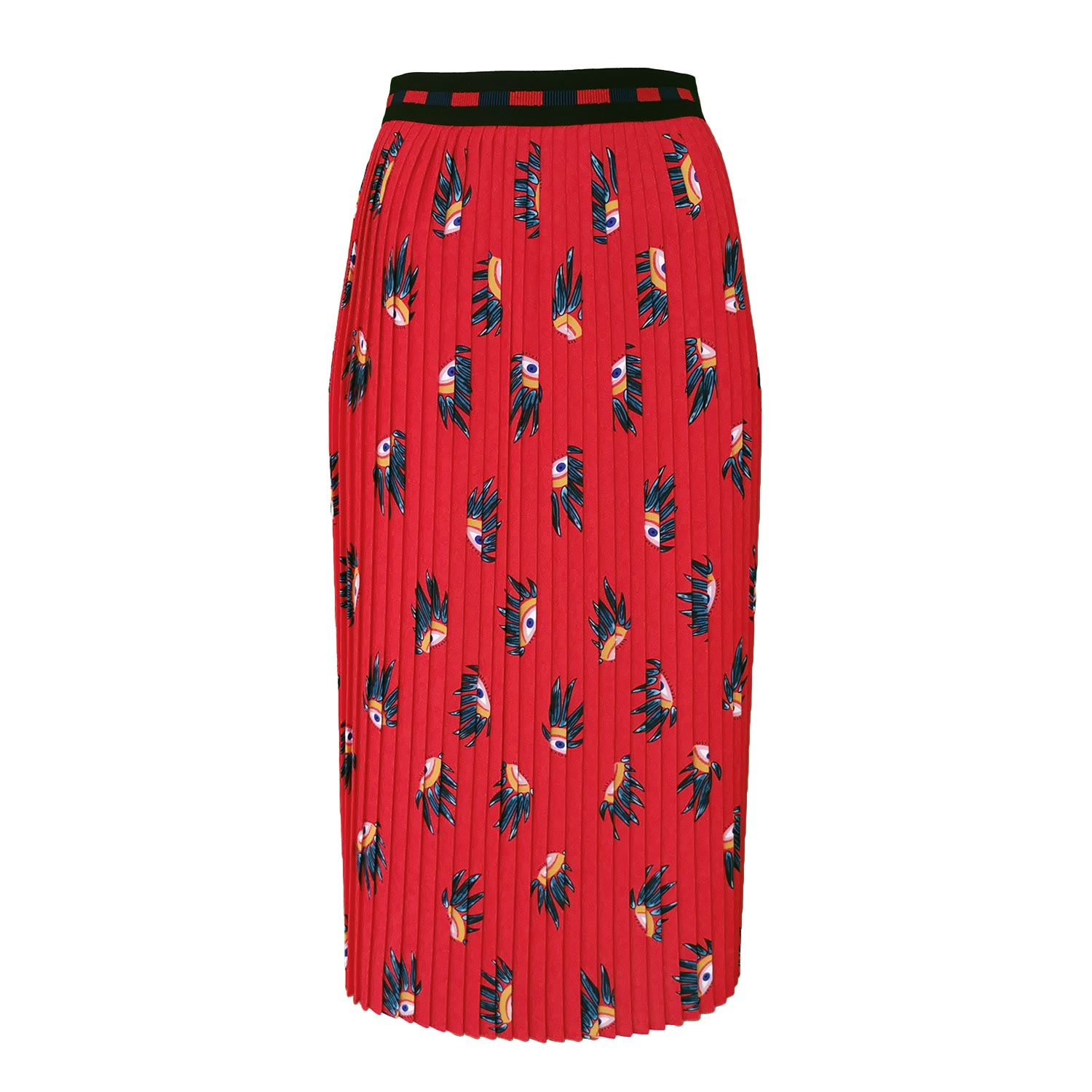 Lalipop Design Women's Red Eyes On Midi Pleated Skirt In Red