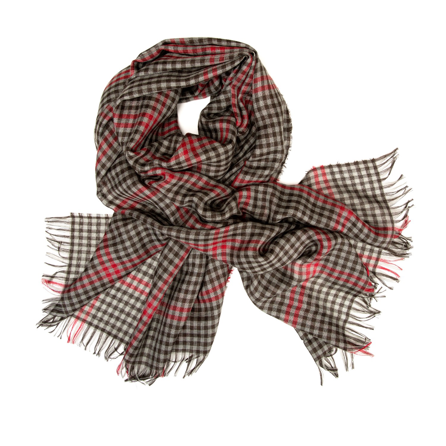 Kinalba Women's Green / Red Weekender Green Gingham Cashmere & Silk Scarf In Multi