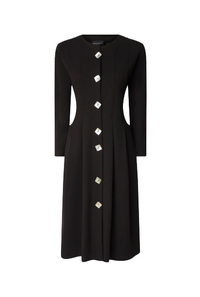 James Lakeland Women's Black Buttoned Pocket Midi Dress