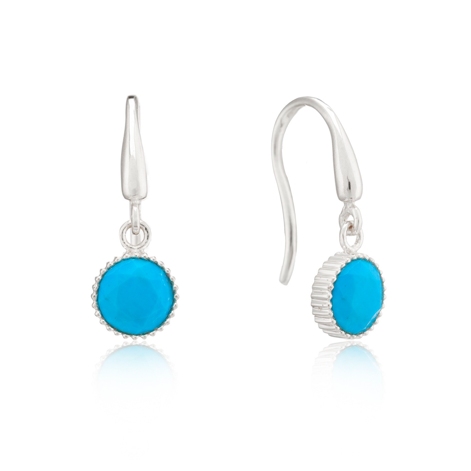 Barcelona Silver December Turquoise Birthstone Hook Earrings