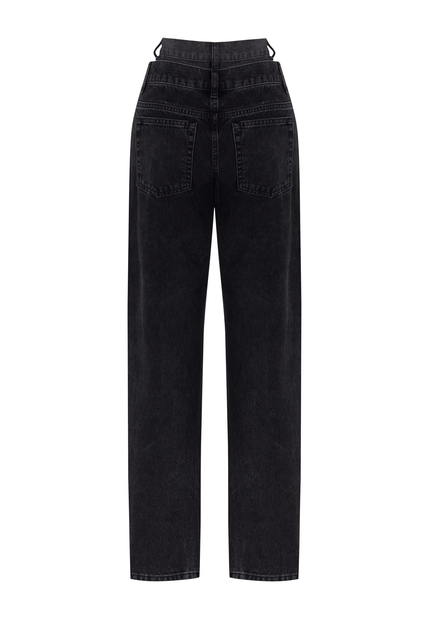 Two-tone double-waistband jeans Natural