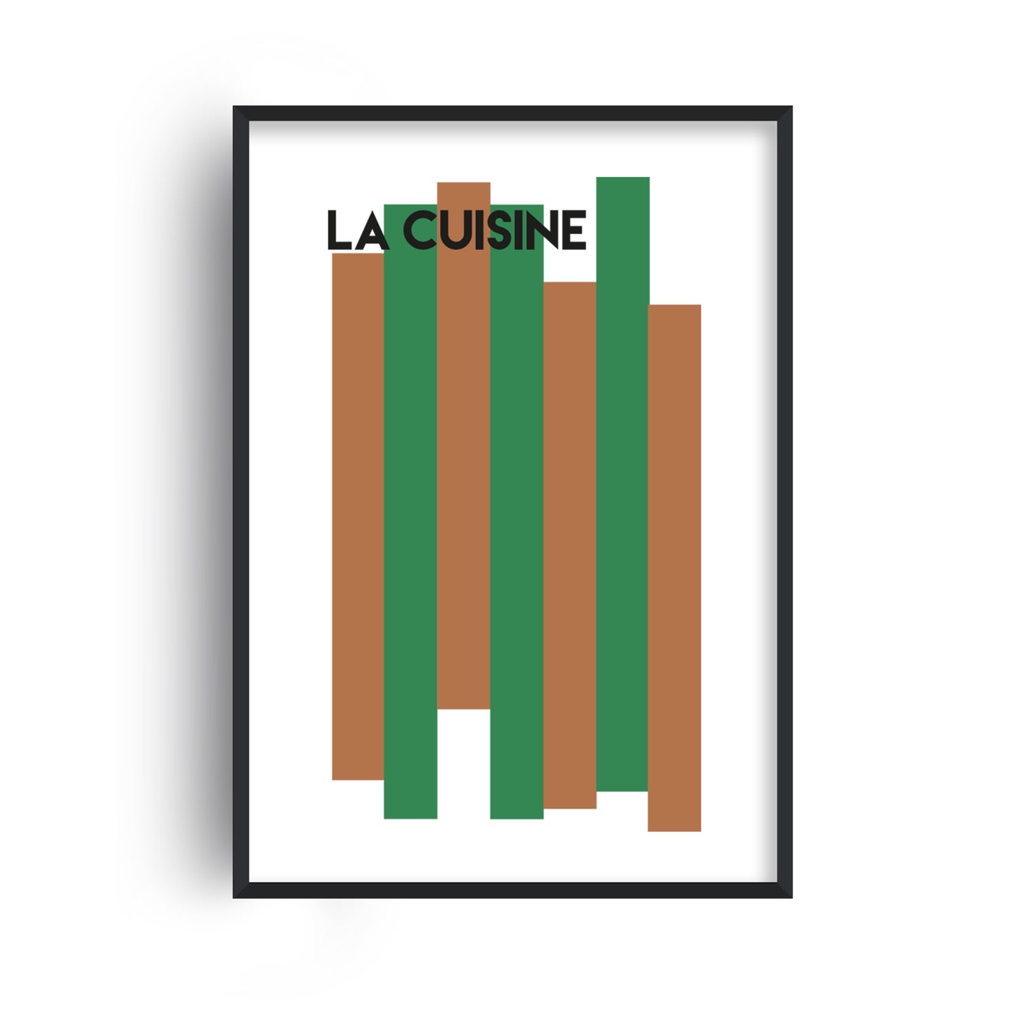 Fanclub Green / Brown La Cuisine French Kitchen Giclée Retro Art Print A3 In Multi