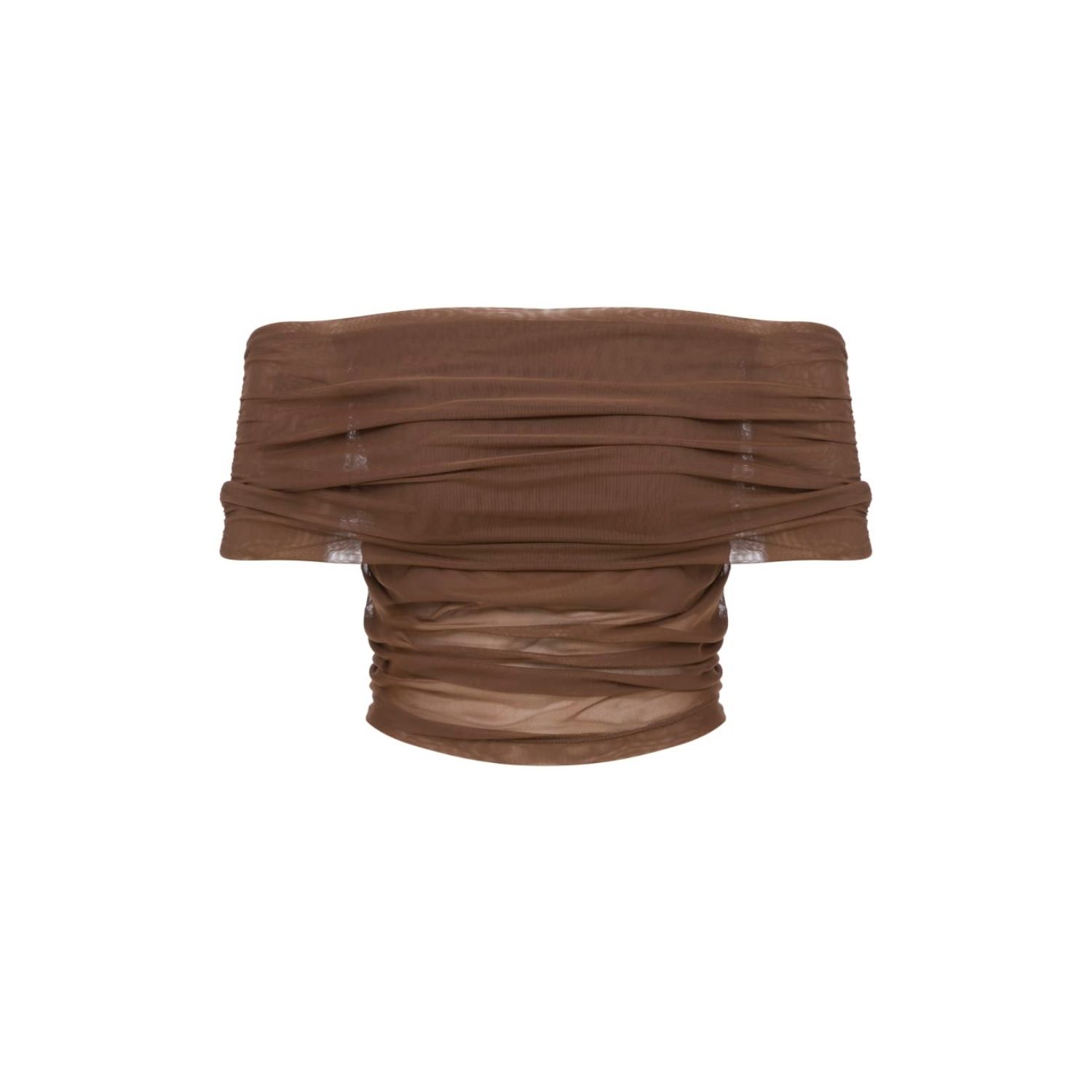Thisisu Collection Women's Brown Sheer Crop Top - Mocha Muse