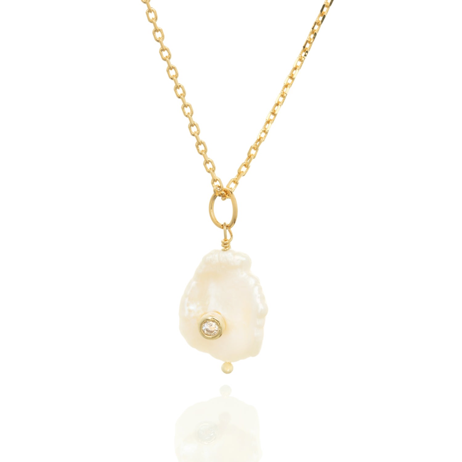 Women’s Gold Real Pearl & Stone Necklace C. j.m