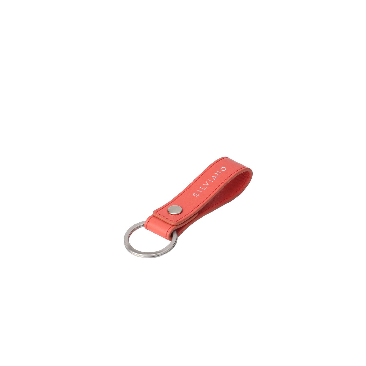 Silviano Leather Key Ring - Bold Red Accent One Size