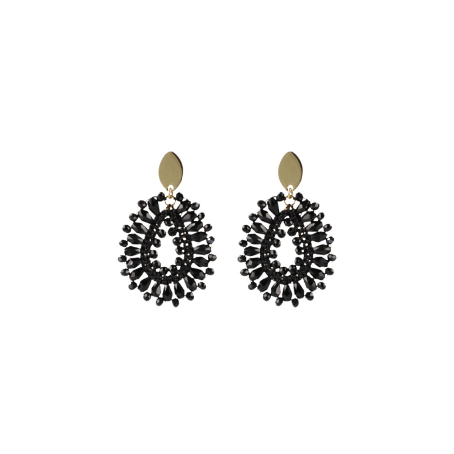 Lott. Gioielli Women's Black / Gold Robin Silk Crystal S Black Earrings