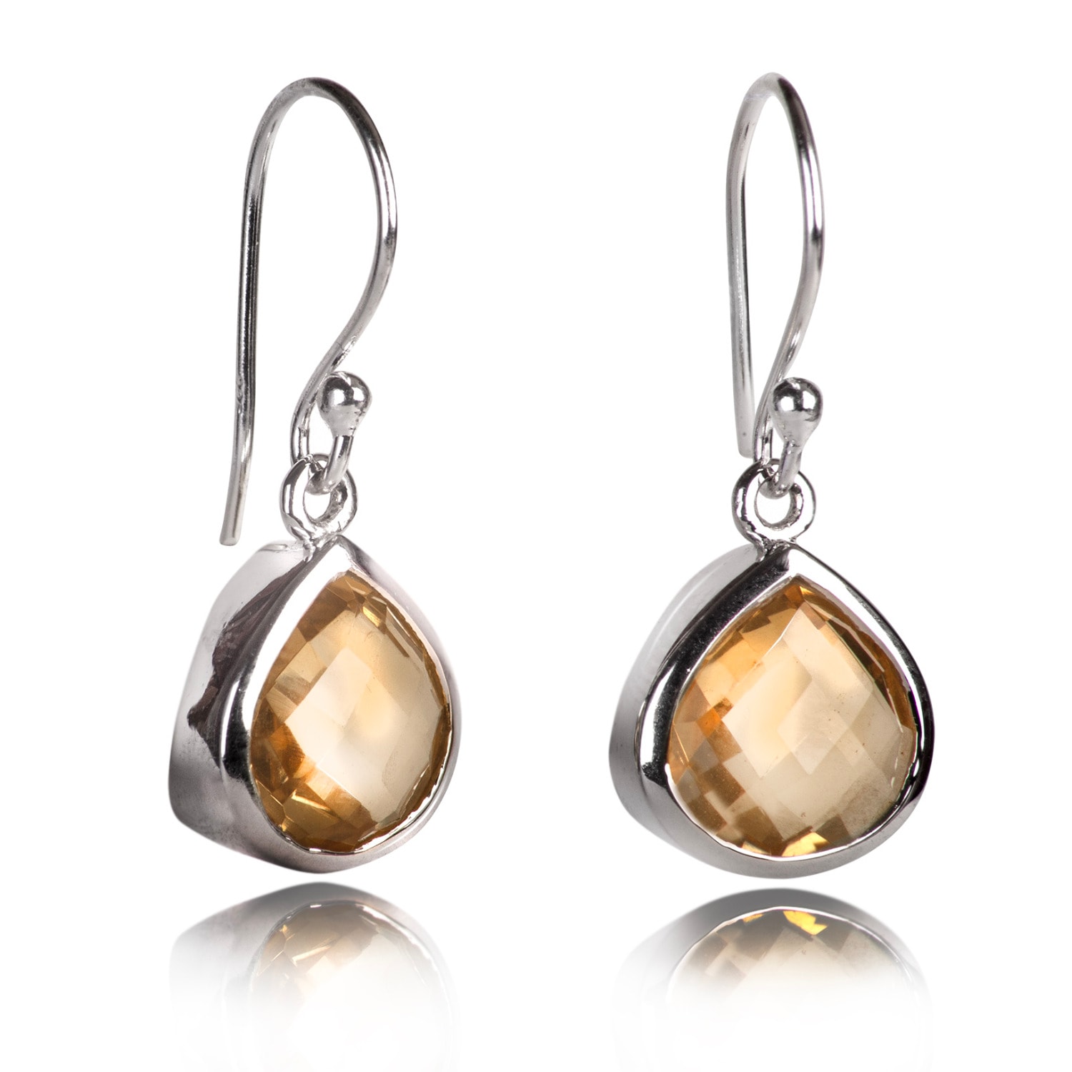 Women’s Yellow / Orange / Silver Pear-Shaped Citrine Earrings In Sterling Silver The Jewellery Store London