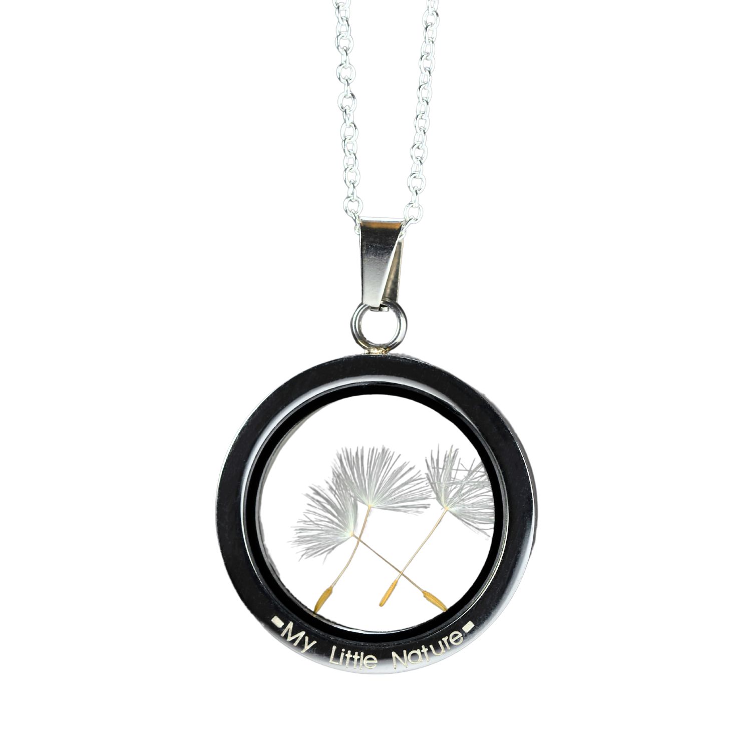 Women’s Neutrals / White / Silver Natural Dandelion Seeds Stainless Steel Pendant Necklace Make A Birthday Wish With Logo My Little Nature