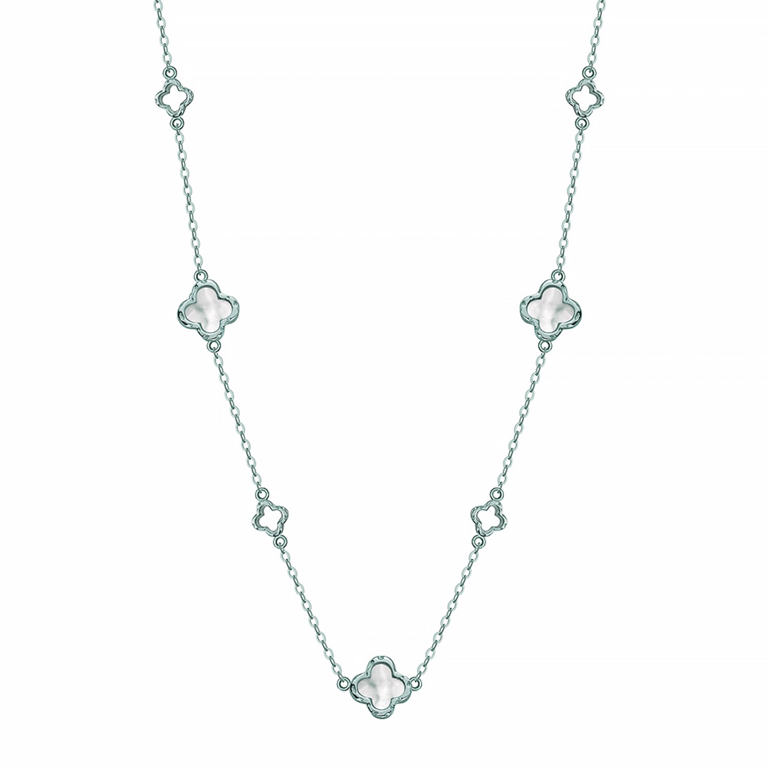 Women&rsquo;s Fiadh Silver Pearl Clover Necklace | Shaded the Label
