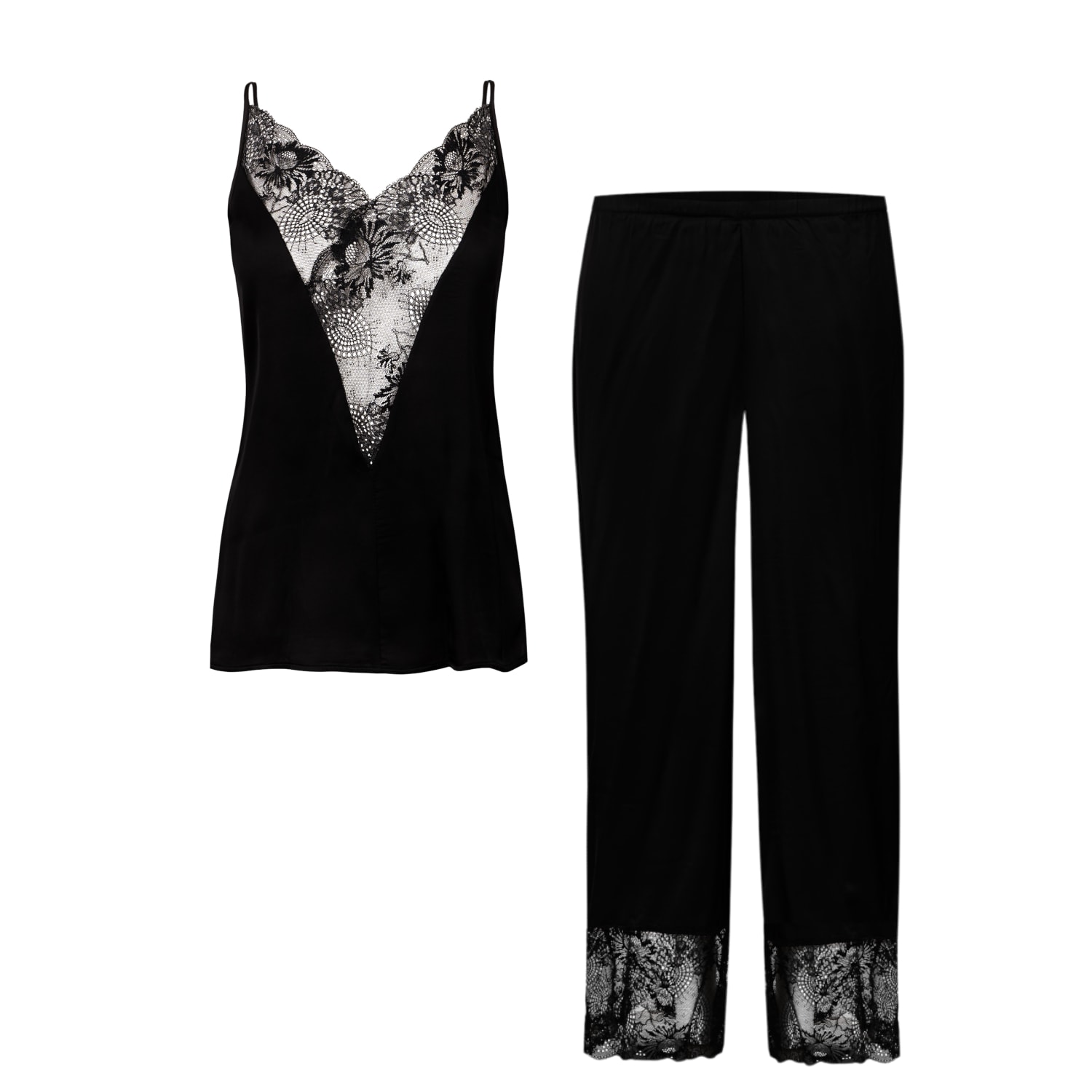 Oh!zuza Night&day Women's Satin Pajama Set - Effortless Elegance - Black In Black