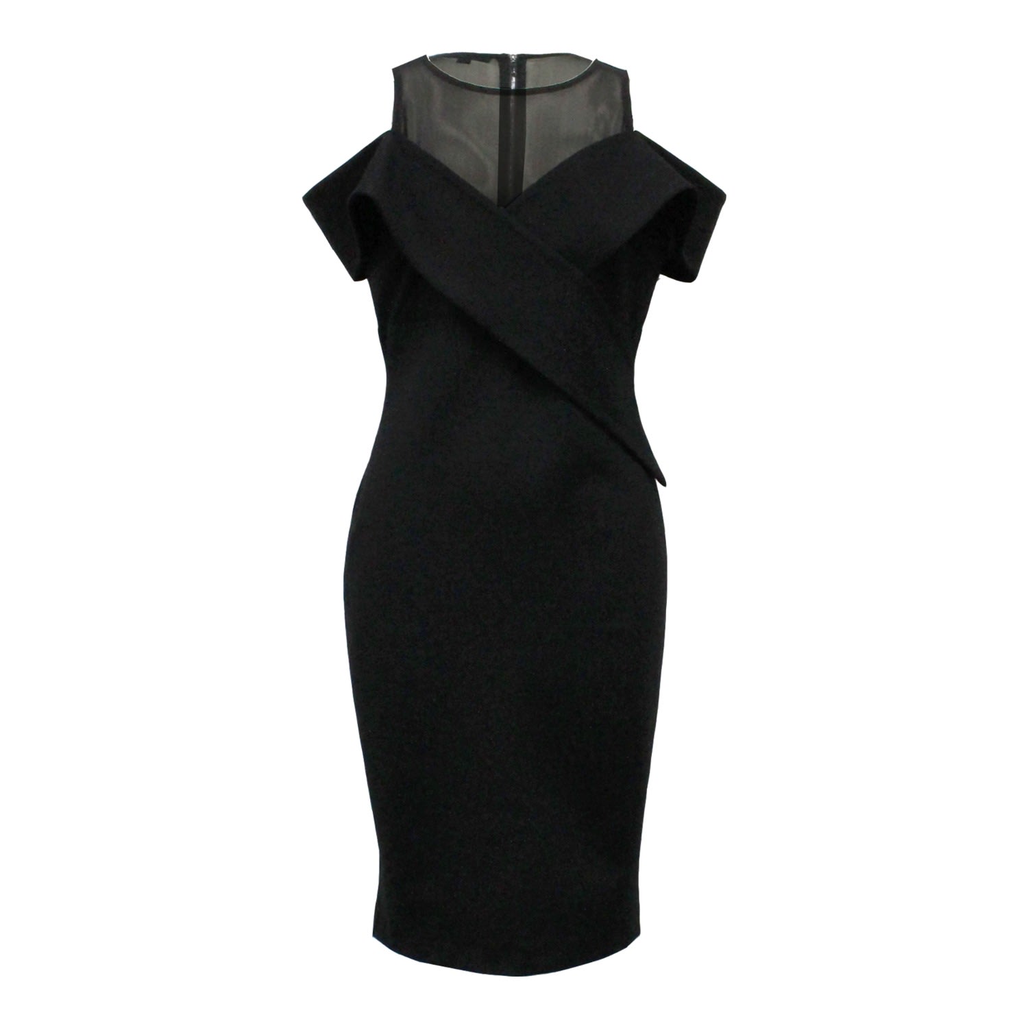 Smart And Joy Women's Black Bobycon Sleeveless Structured Bardot Dress In Black