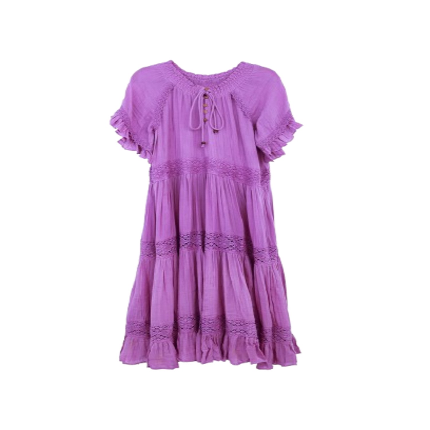 Saachi Women's Cotton Long Purple Kaftan Dress