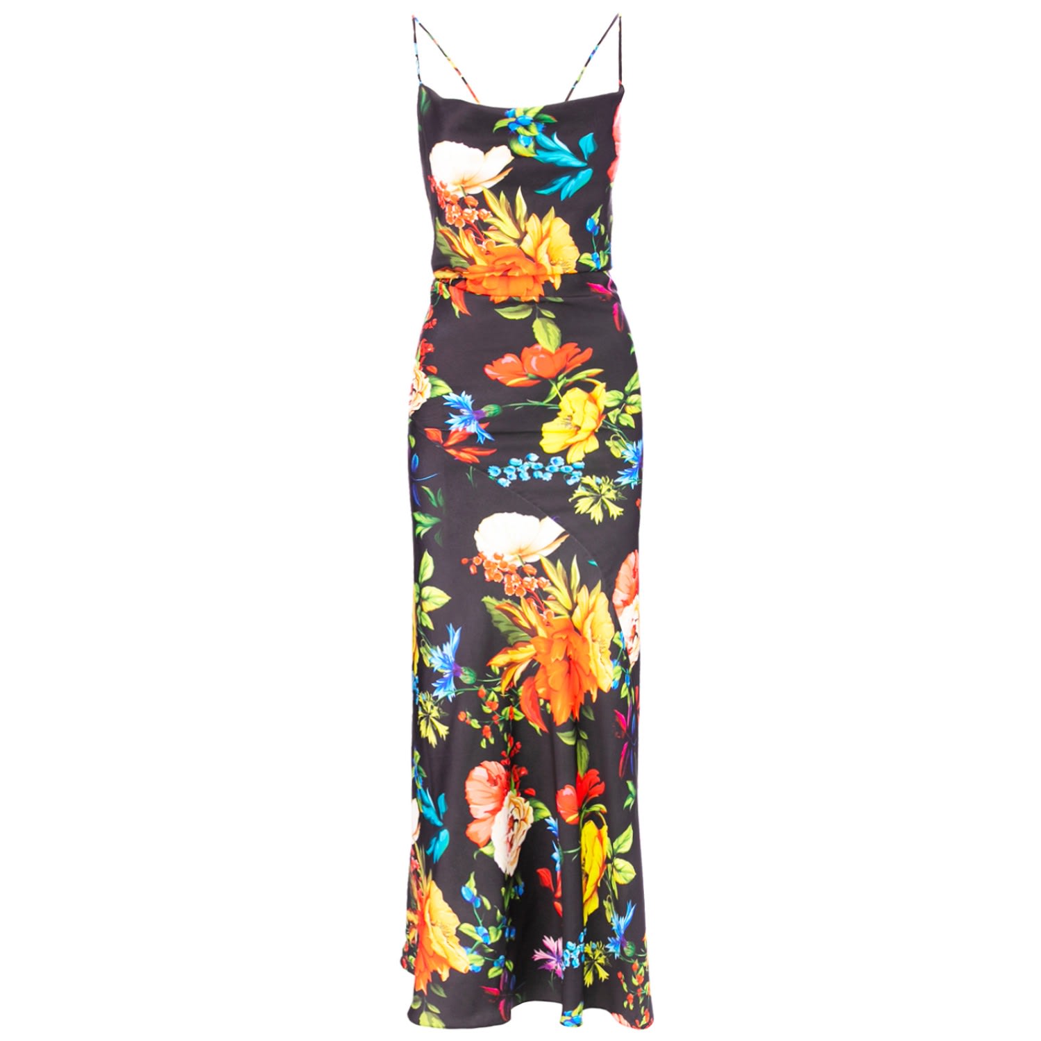 Roserry Women's Tulum Cowl Neck Satin Dress In Veracruz Print
