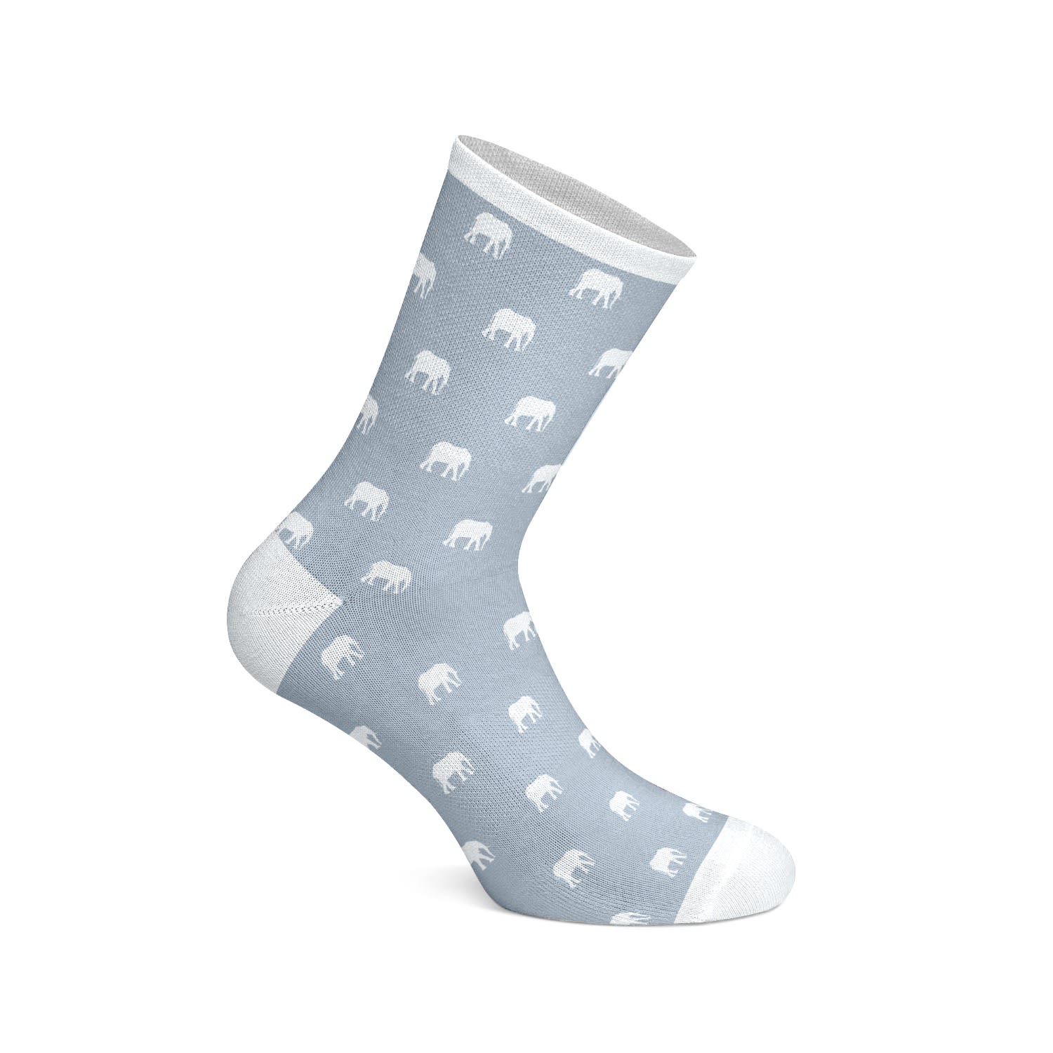 Grey And White Elephant Pattern Mens Egyptian Cotton Socks Persona