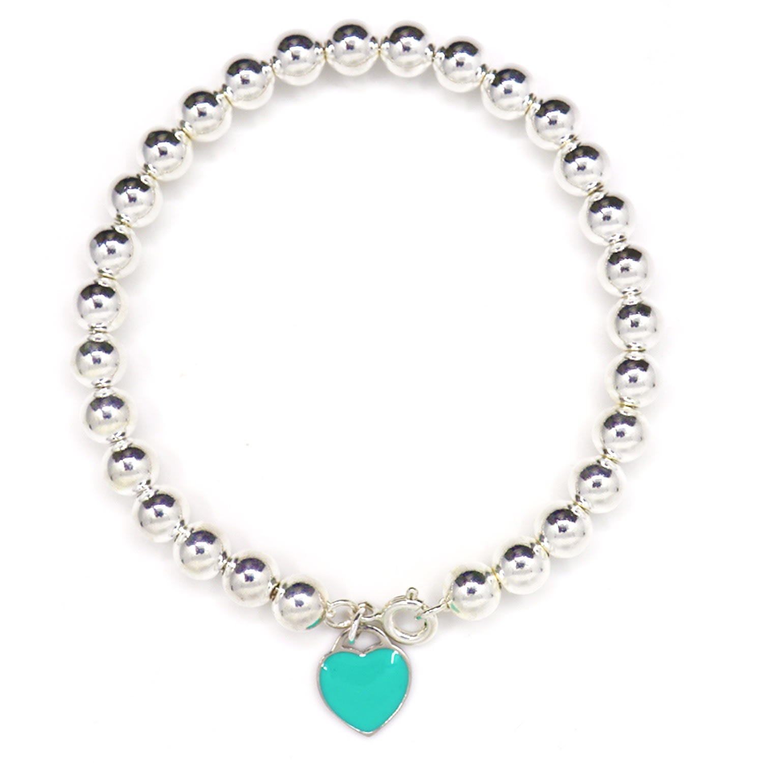 Shar Oke Women's Silver / Green Turquoise Heart Charm & Sterling Silver Bracelet In Multi