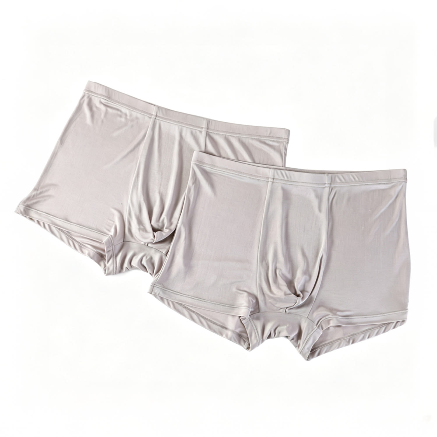 Set Of Two Knitted Silk Men Trunks | Mid Rise In Silver Grey | Large | Soft Strokes Silk