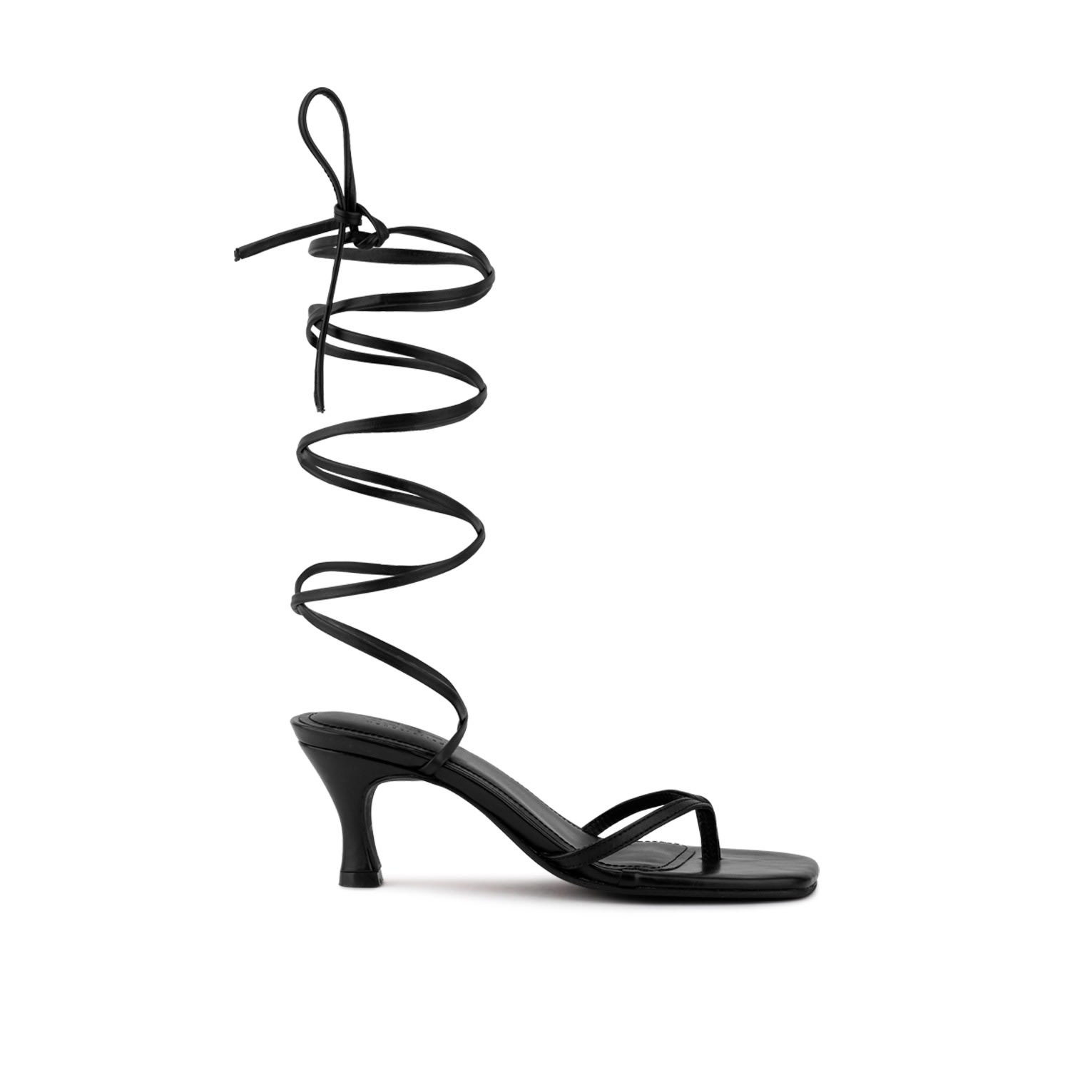 Rag & Co Women's Dorita Black Kitten Heel Lace Up Sandal