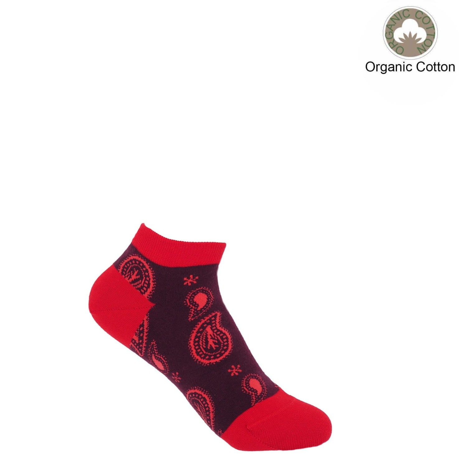 Peper Harow - Made In England Red Paisley Women's Trainer Socks – Burgundy