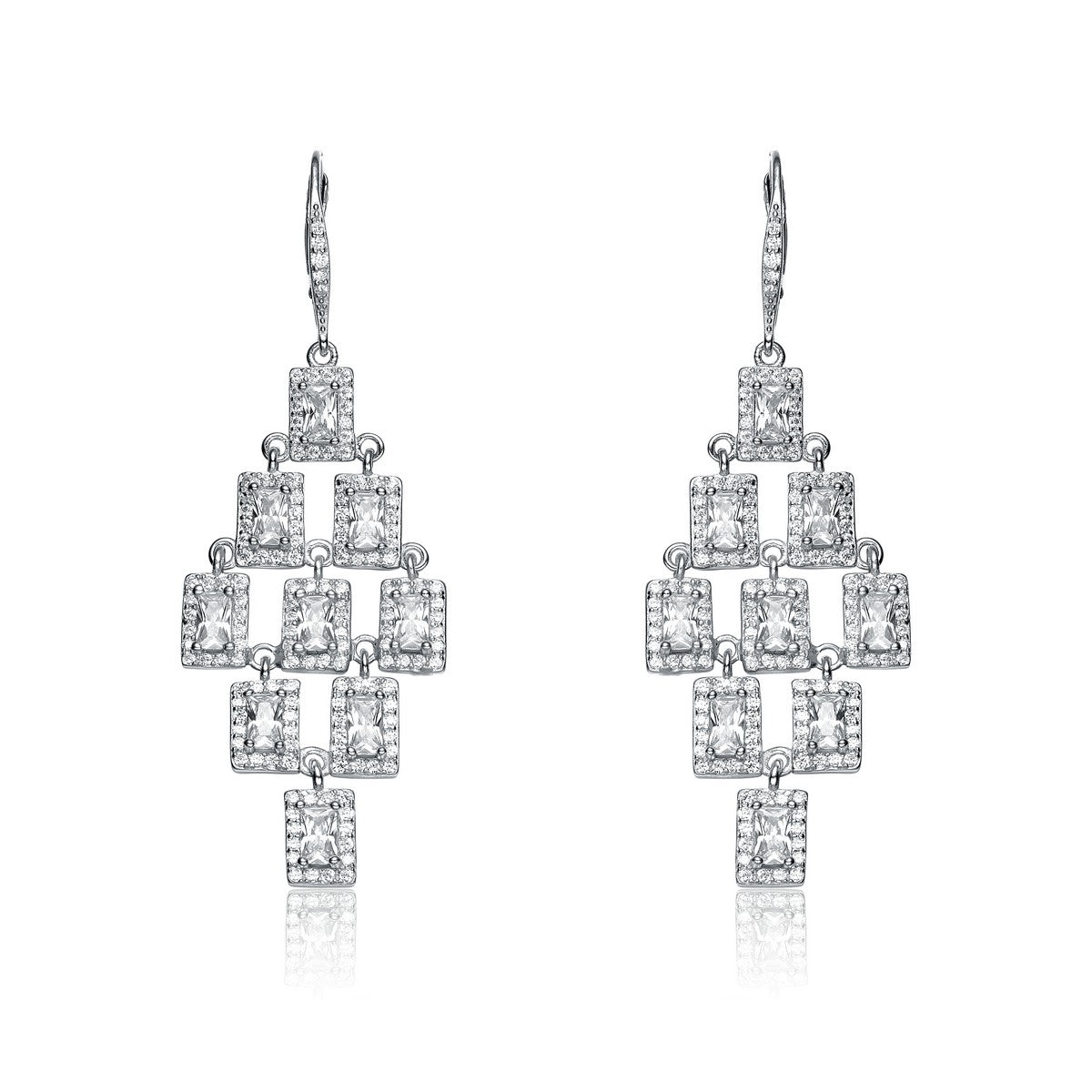 Women’s White / Silver DÃ©co Palais Drop Earrings Genevive Jewelry