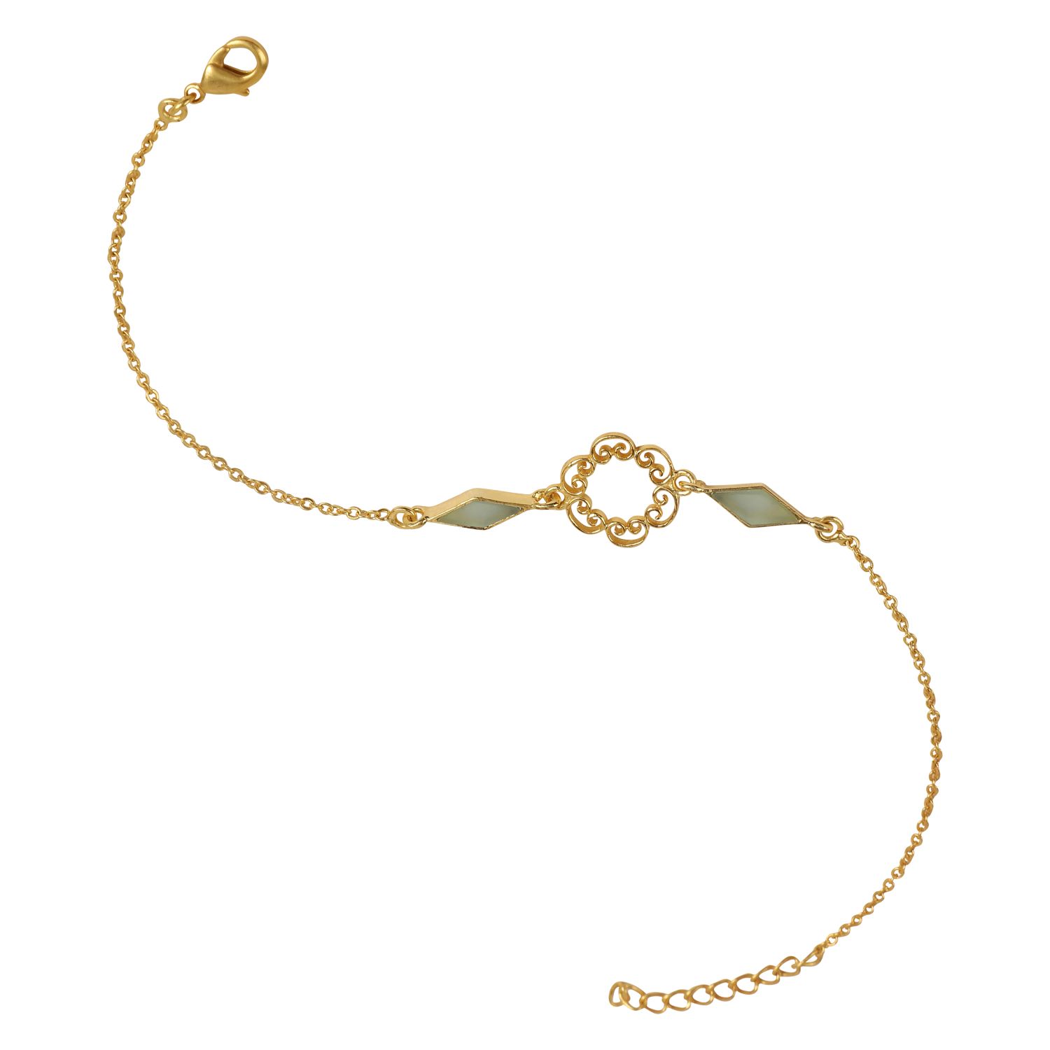 Lila Rasa Women's Neutrals / Gold Opalite Chalcedony Filigree Bracelet