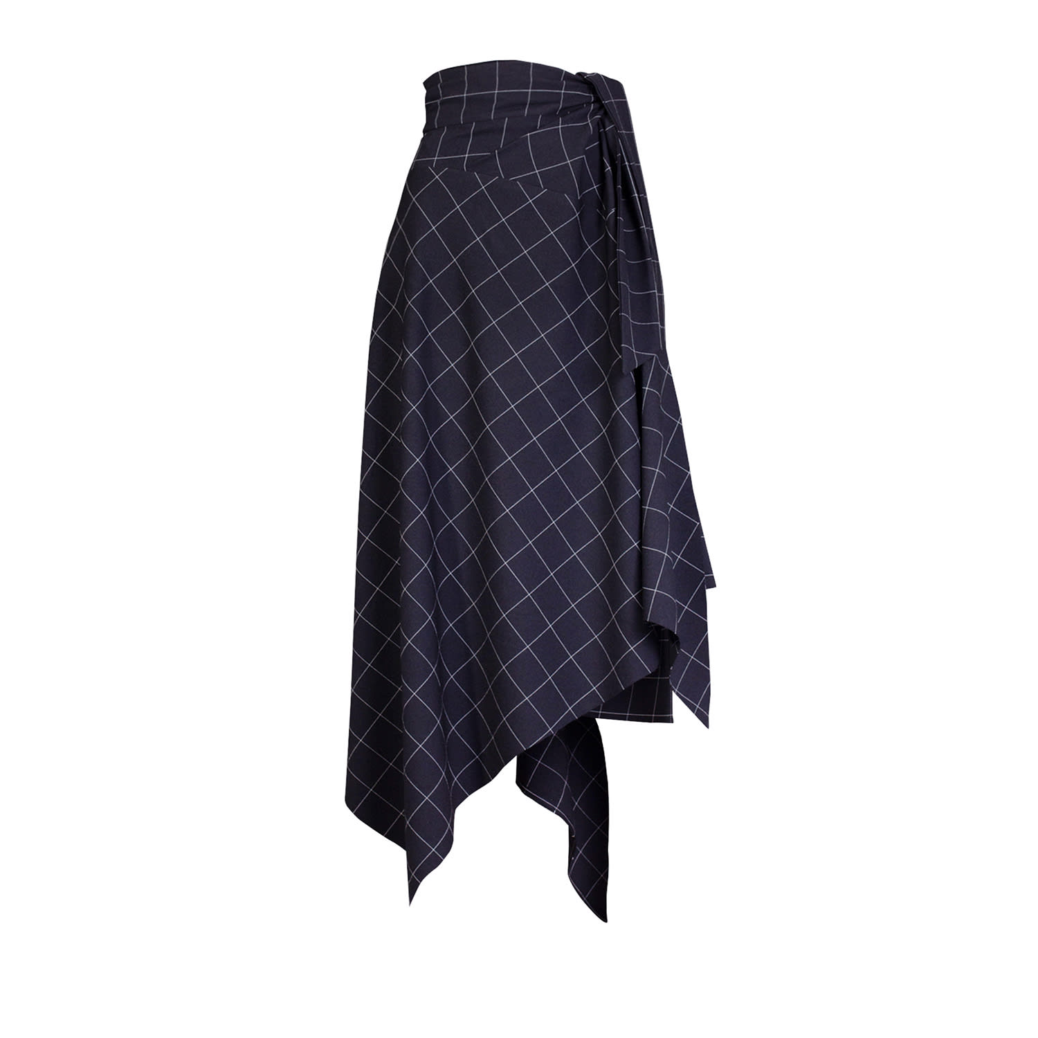 Meem Label Women's Klum Wrap Skirt In Black Grid In Blue