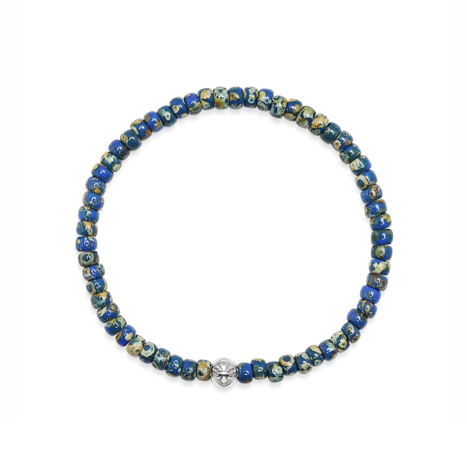Nialaya Men's Blue / Green Wristband With Blue Lapis Japanese Miyuki Beads
