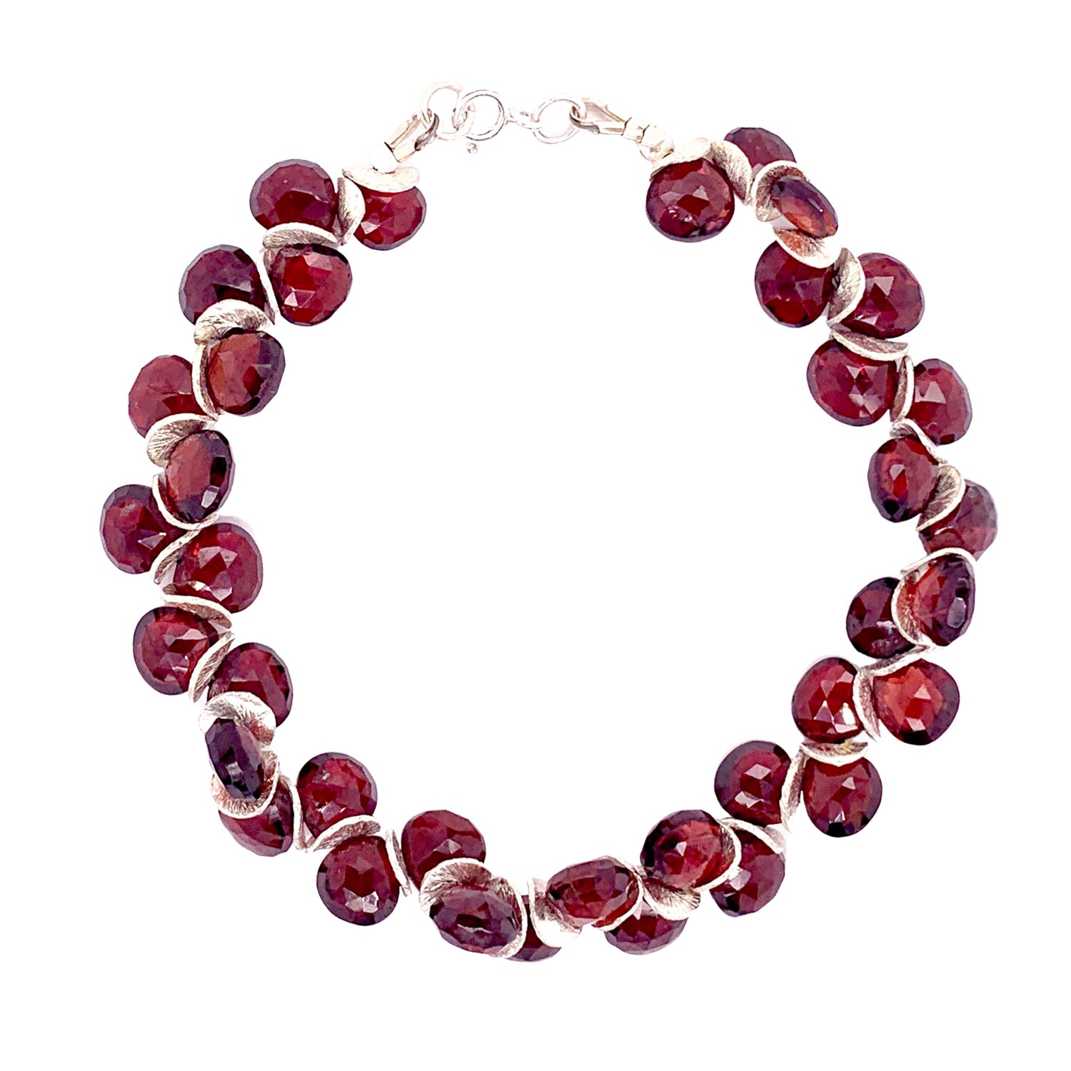 Lori Kaplan Design Women's Red / Silver Garnet Sterling Signature Bracelet In Burgundy