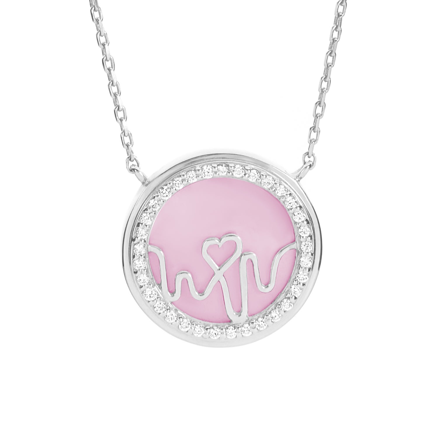 Bloomtine | Earth Angel Hq Women's Silver / Pink Loves Frequency™ Sterling Silver & Pink Opal Heartbeat Necklace In Multi