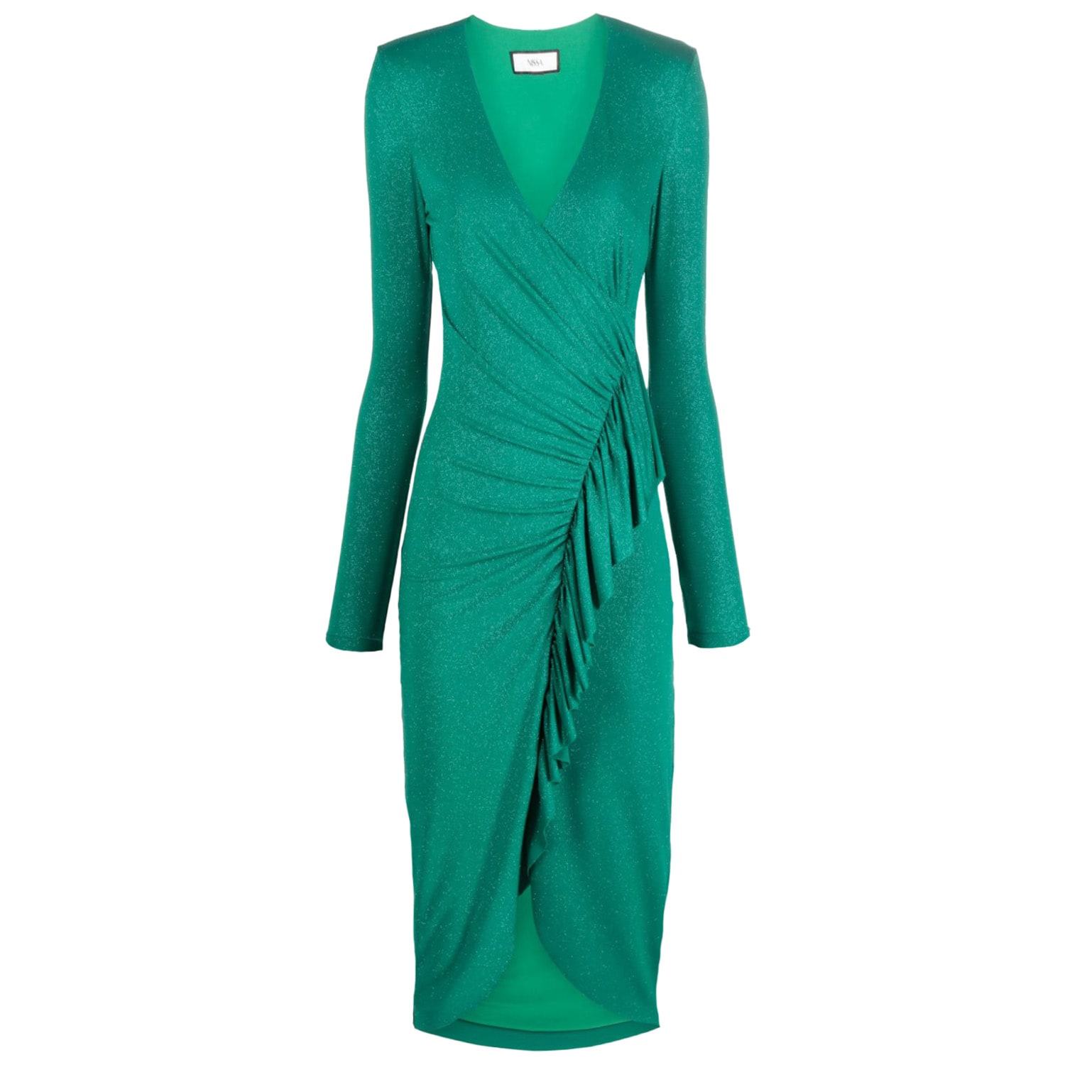 Women's Ruffled Midi Dress Green | Large | Nissa
