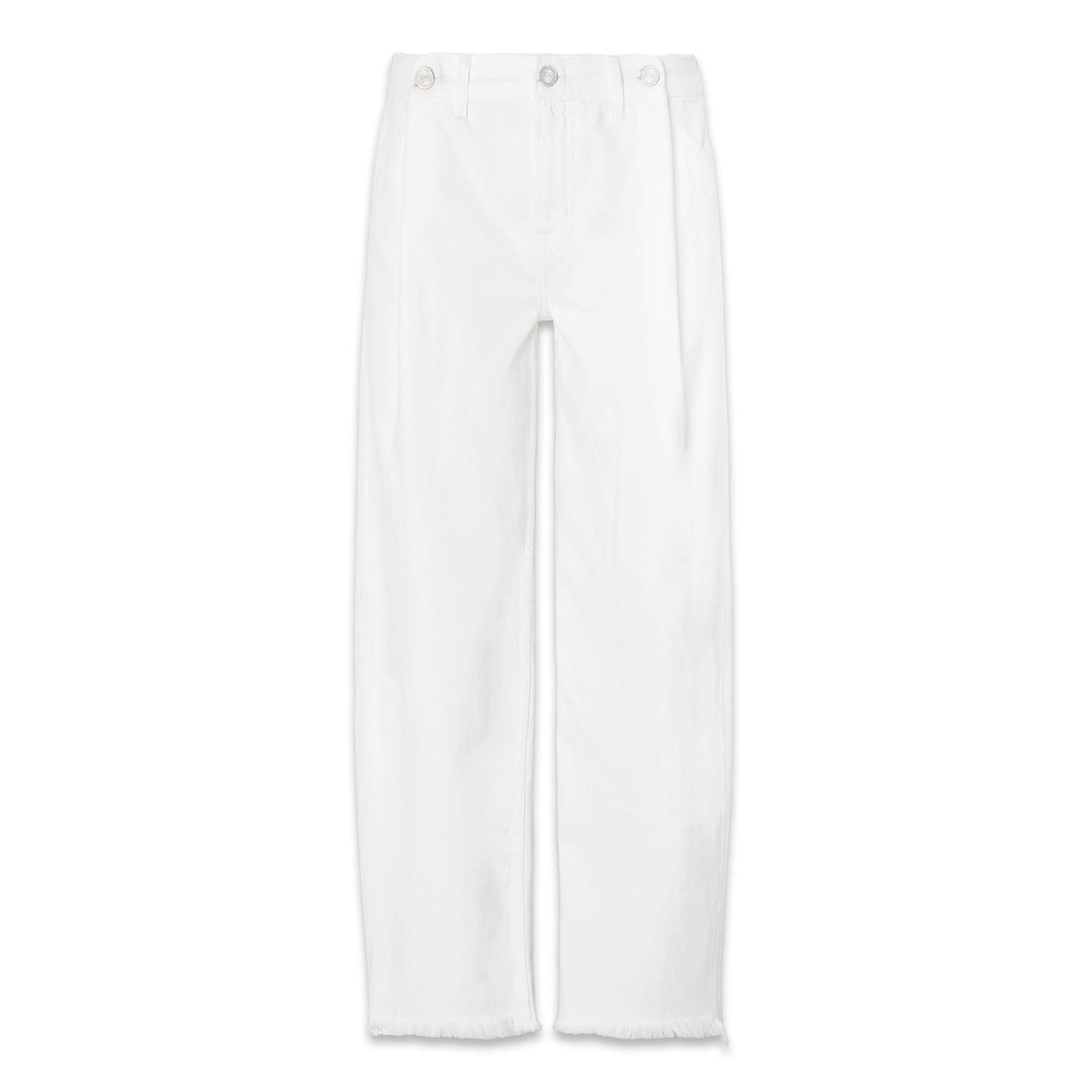 Noend Denim White Adeline Cropped Barrel In Snow In White