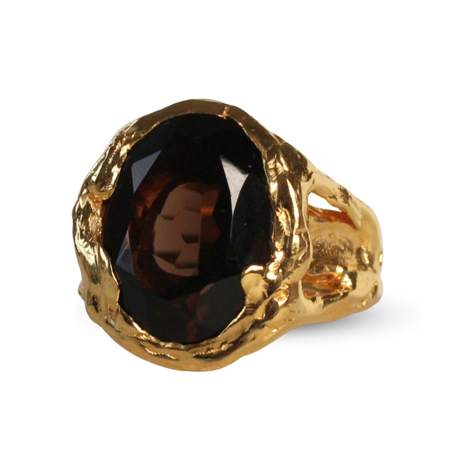 Women's Gold Nympha Ring With Smoky Quartz | Assuwa