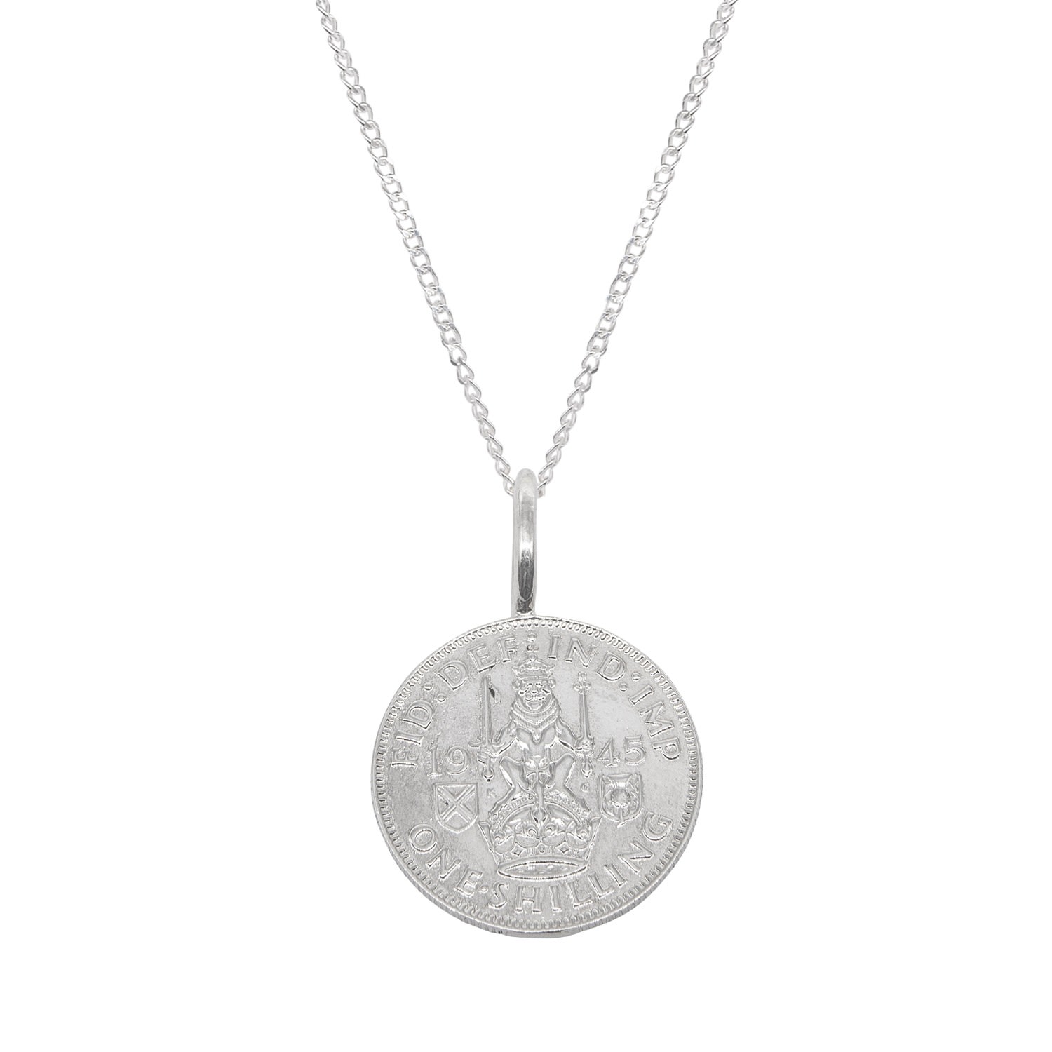 Katie Mullally Limited Women's Scottish Shilling Coin Charm Silver Necklace In Silver