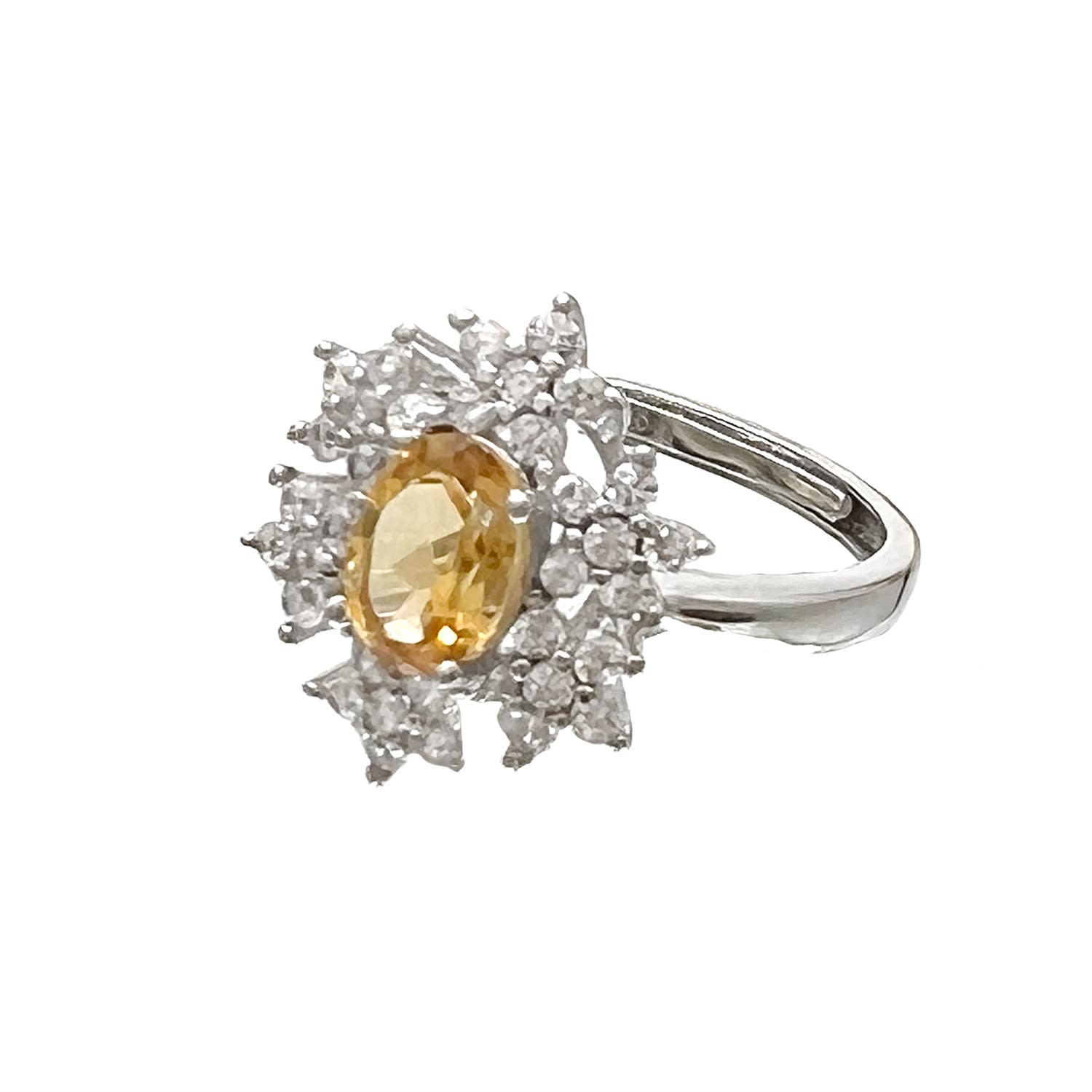 Women’s Yellow / Orange / Silver Citrine Birthstone Flower Setting Sterling Silver Ring Ms. Donna