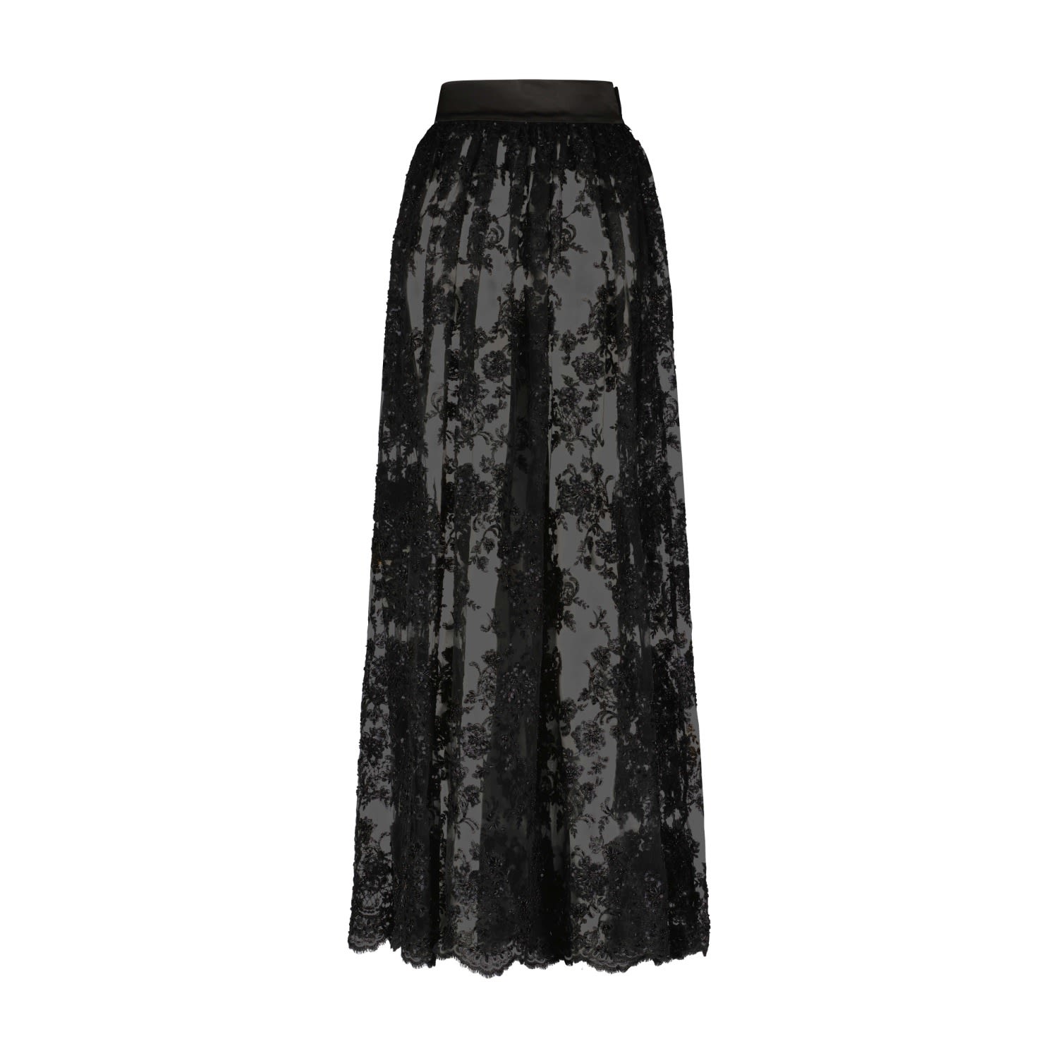 Women’s Black Embroidered Lace Skirt Medium Monique Singh