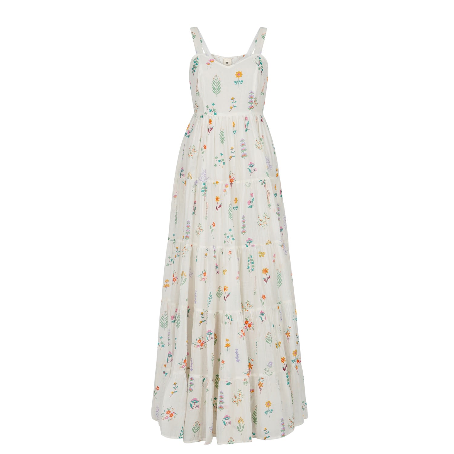 Shop Em & Shi Women's White Summer Herbs Tiered Dress