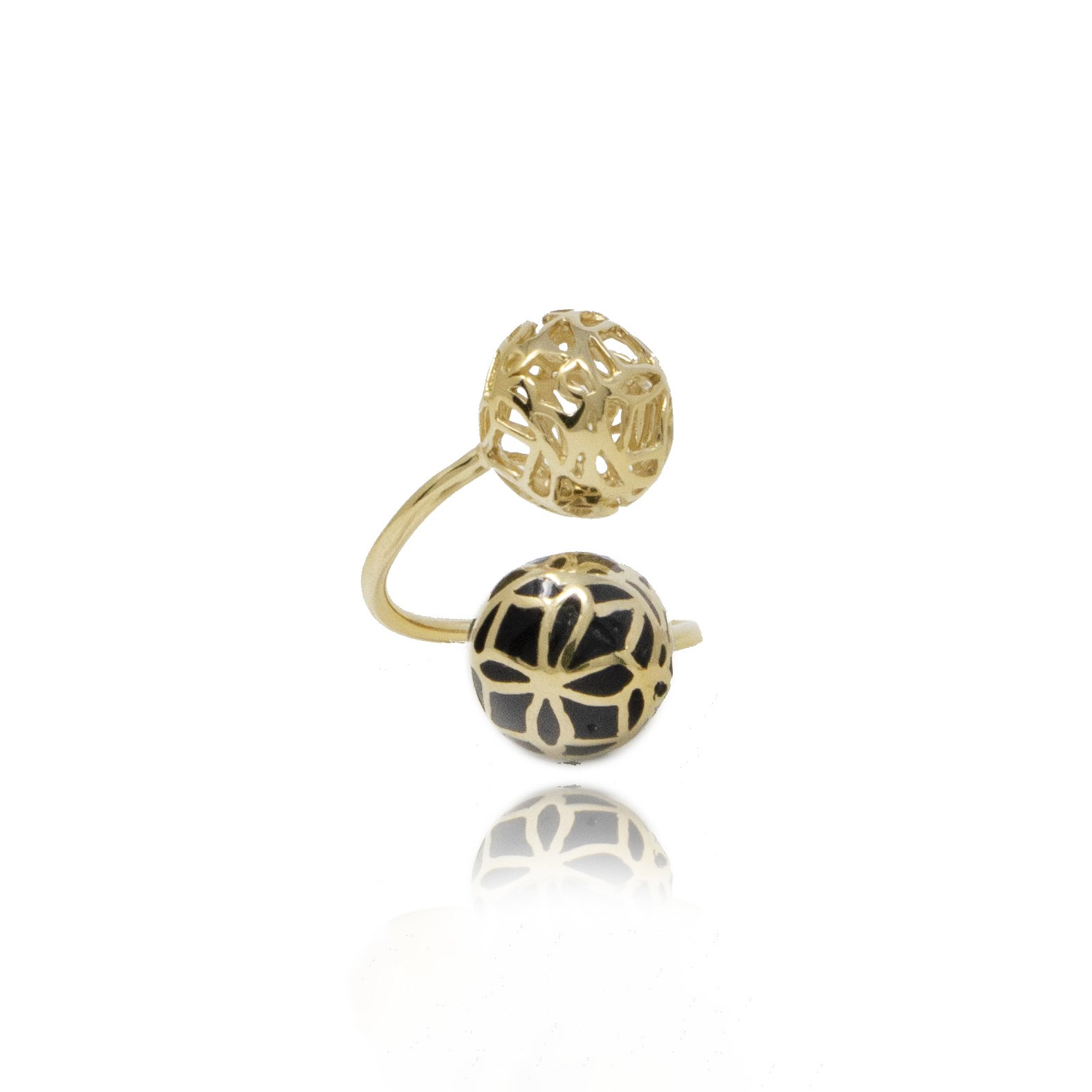 Women’s Black Gold Signature Onyx Sphere Resin Ring Georgina Jewelry