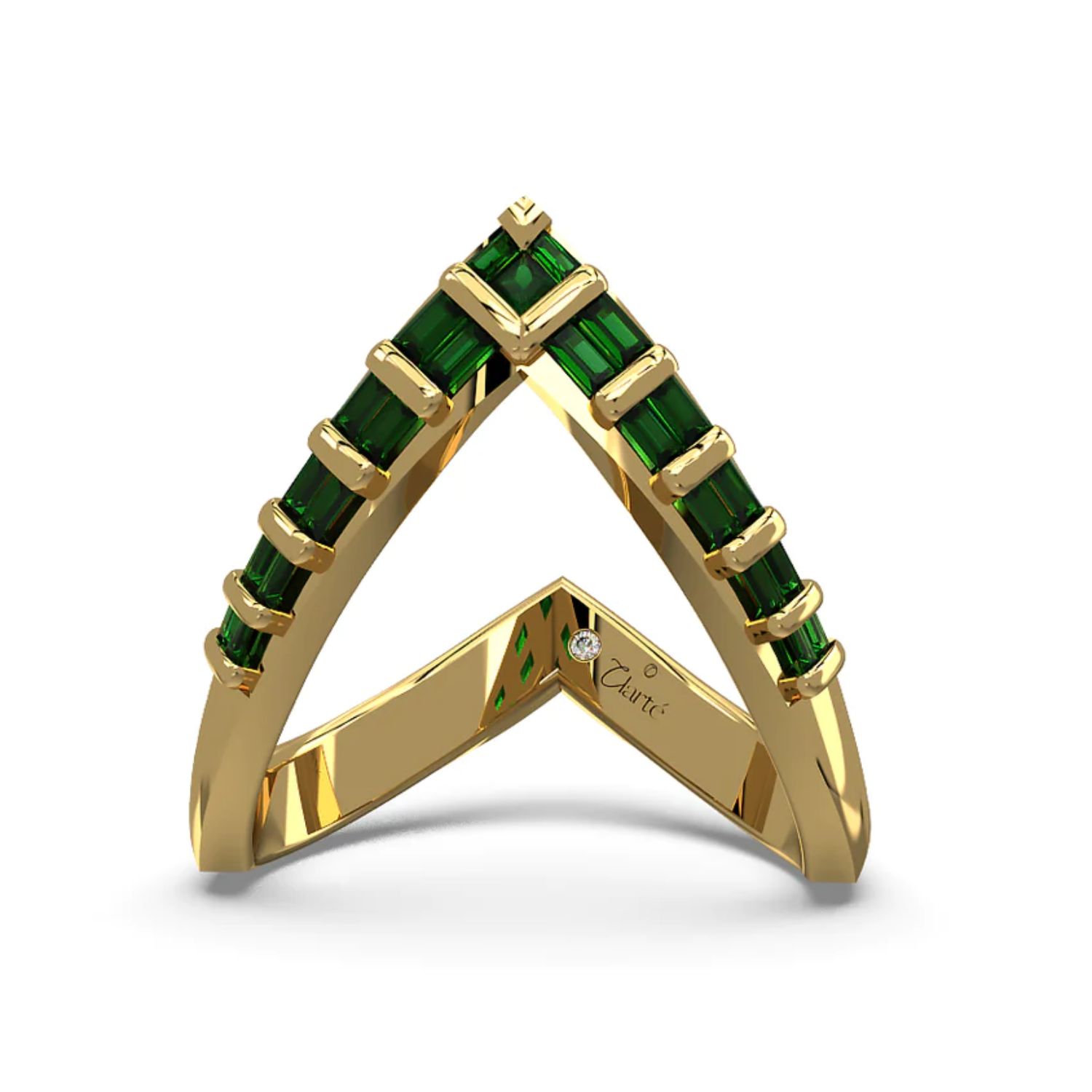 Women’s Green / Gold Colore Stacking Rings - Emerald Clartè