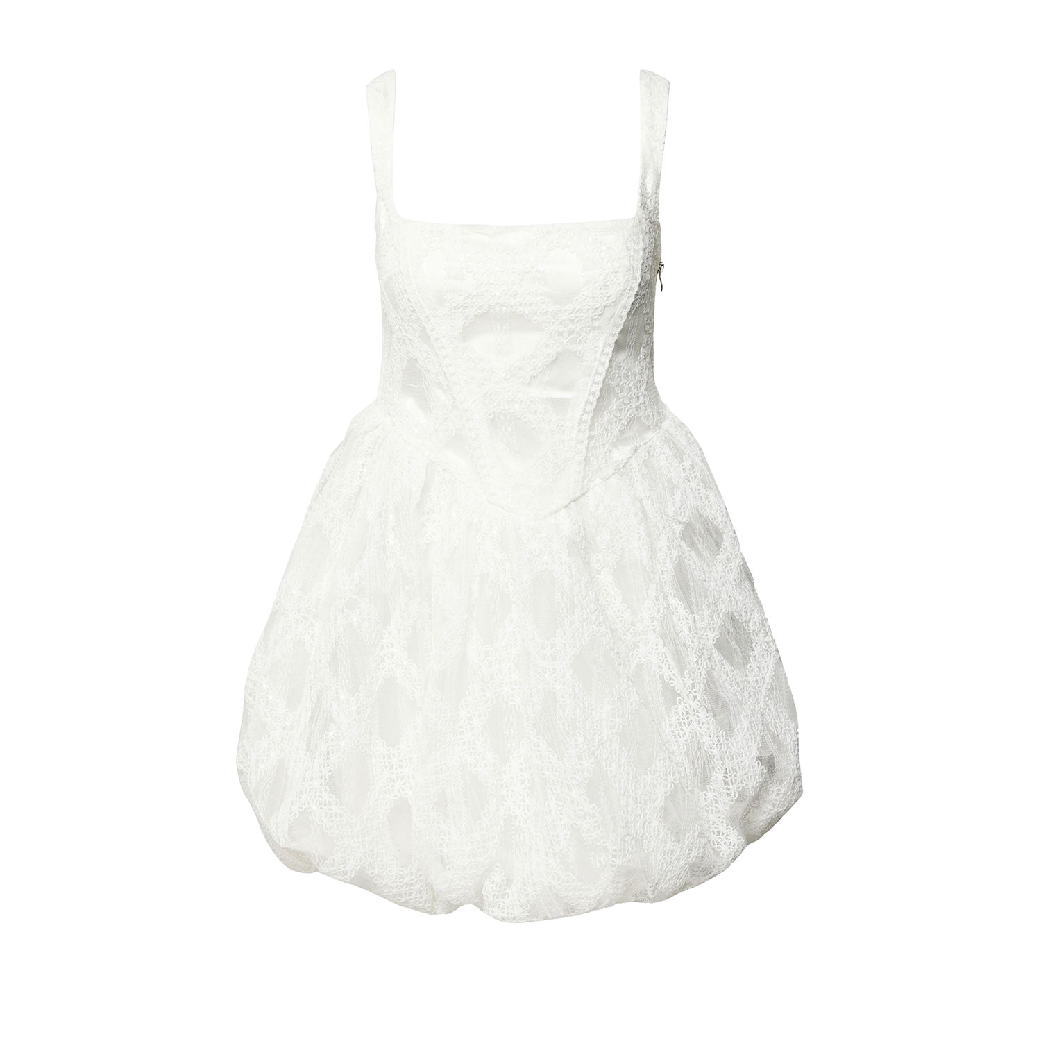 Amy Lynn Womens White Lisa Sequin-embellished Puffball Lace Mini Dress In White
