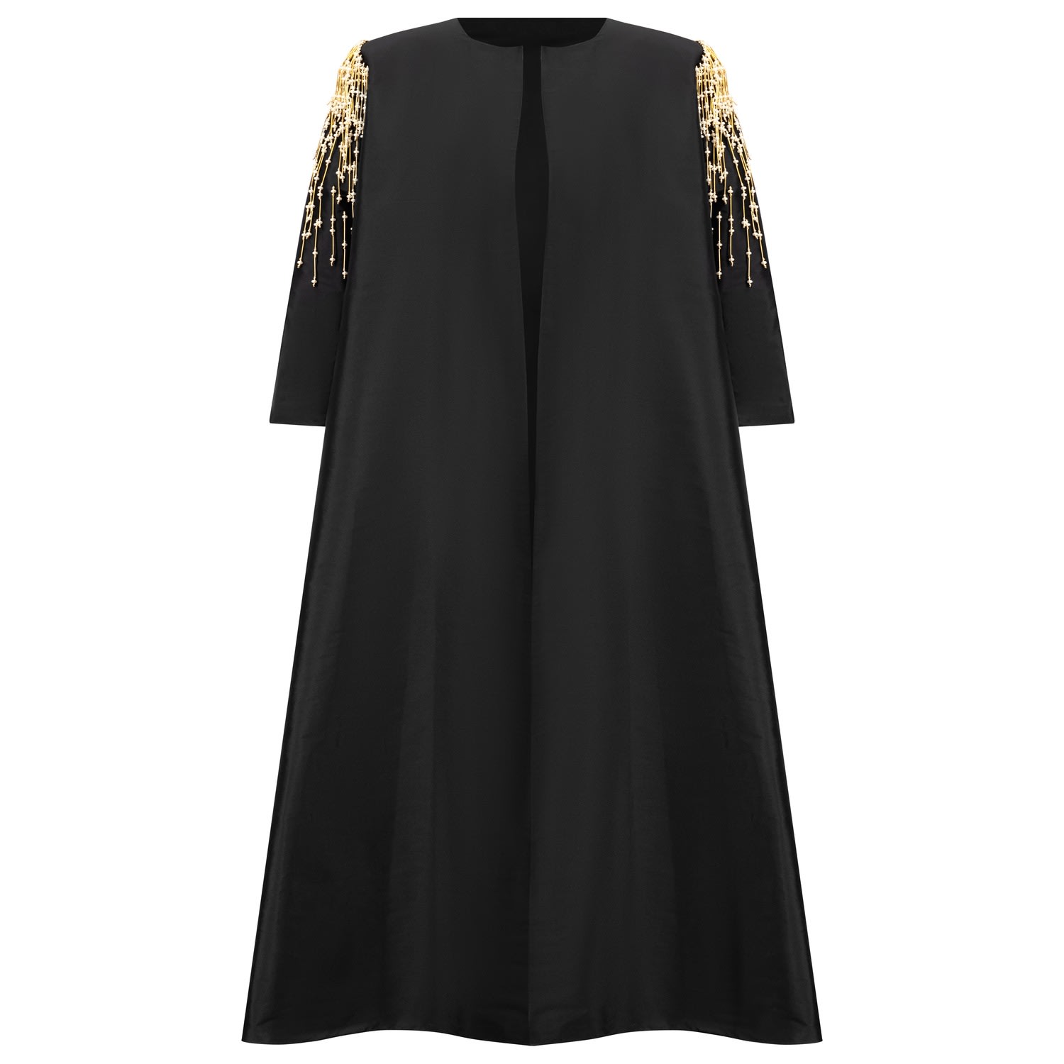Azzalia Women's Raw Silk Abaya With Fully Dangling Embroidery On Shoulder