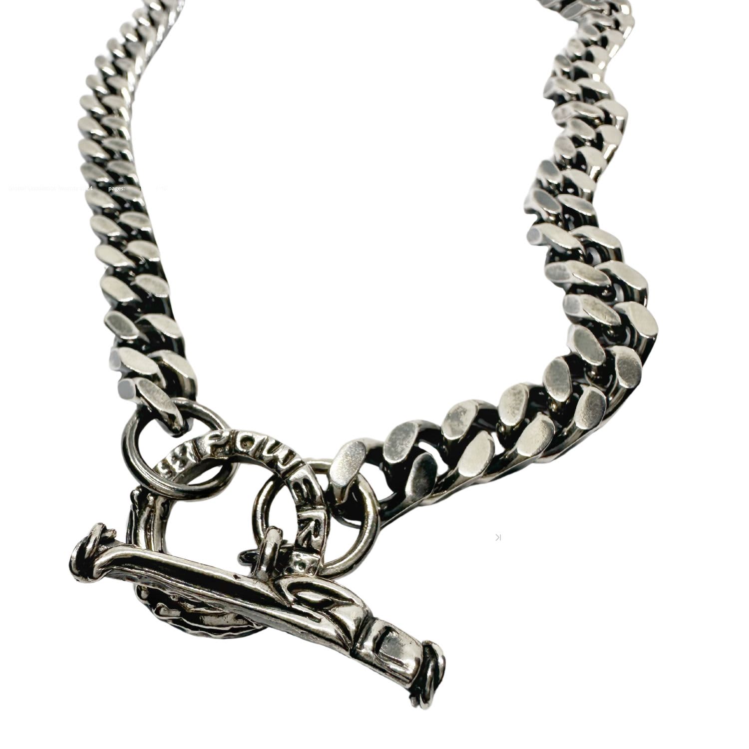 Heavy Sterling Silver Curb Chain Necklace With Hand-Carved Celtic 
