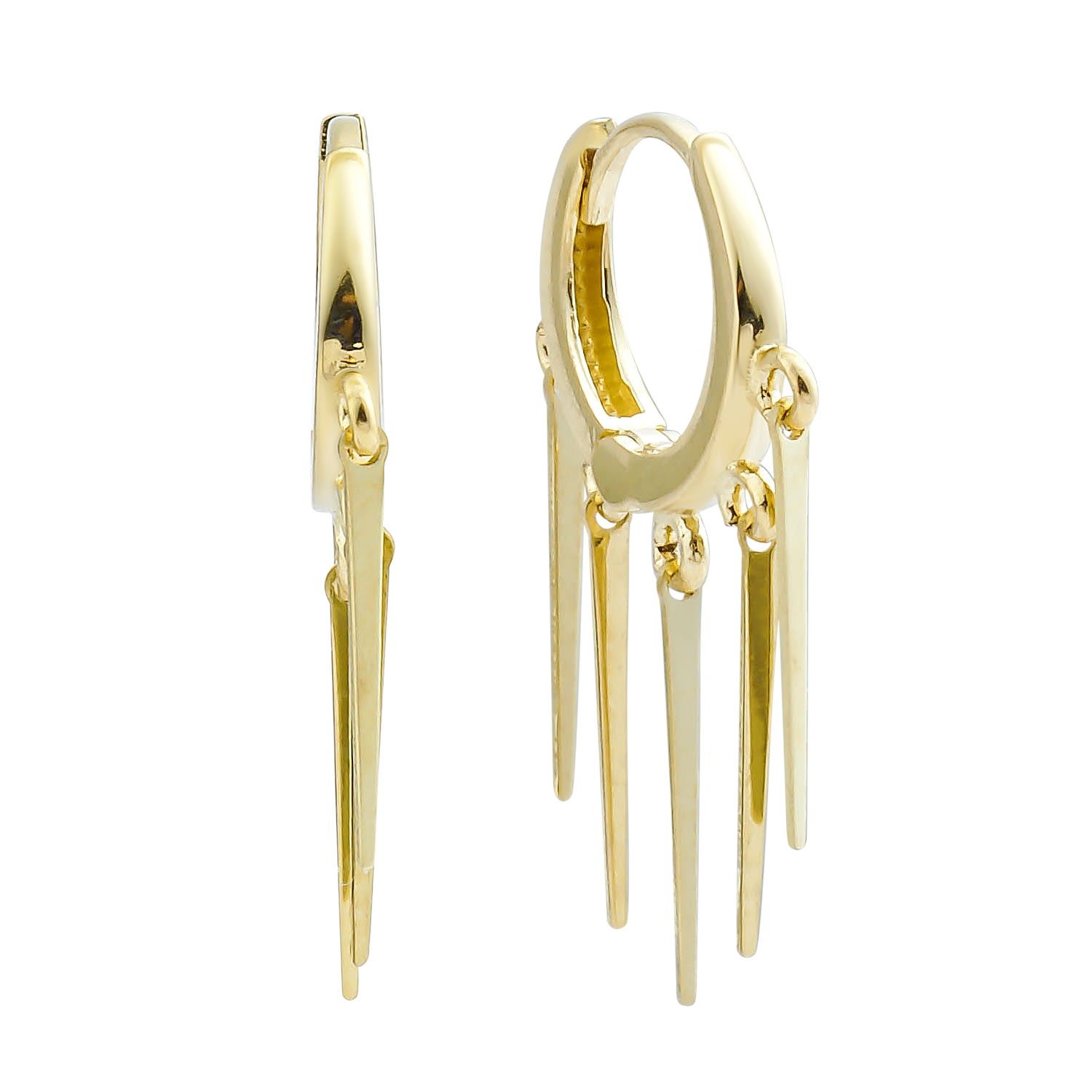 Women’s Spike Earrings, Solid Gold Hoop Earrings Jewelsty Fine Jewelry