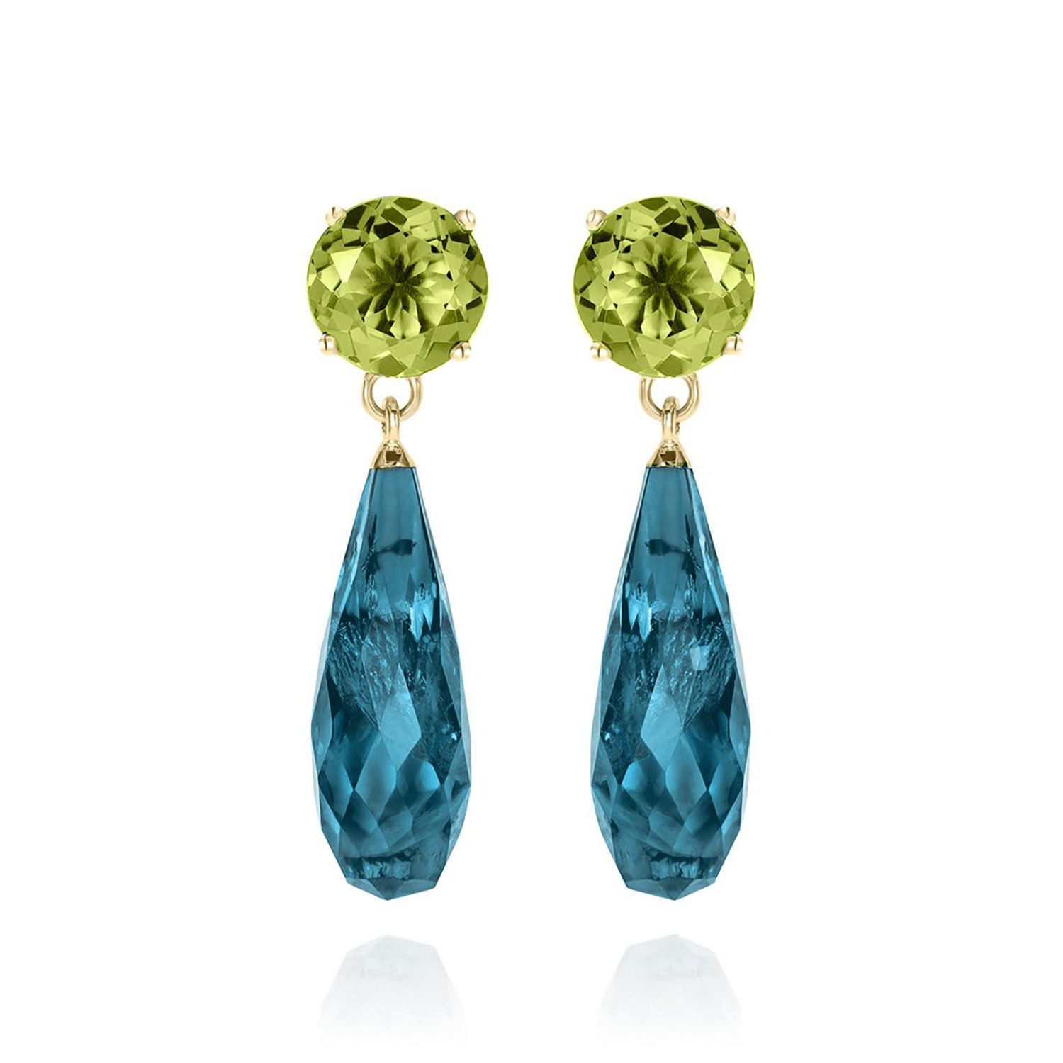 Women’s Blue / Green / Gold Teal Topaz & Peridot Gold Drop Earrings Augustine Jewels